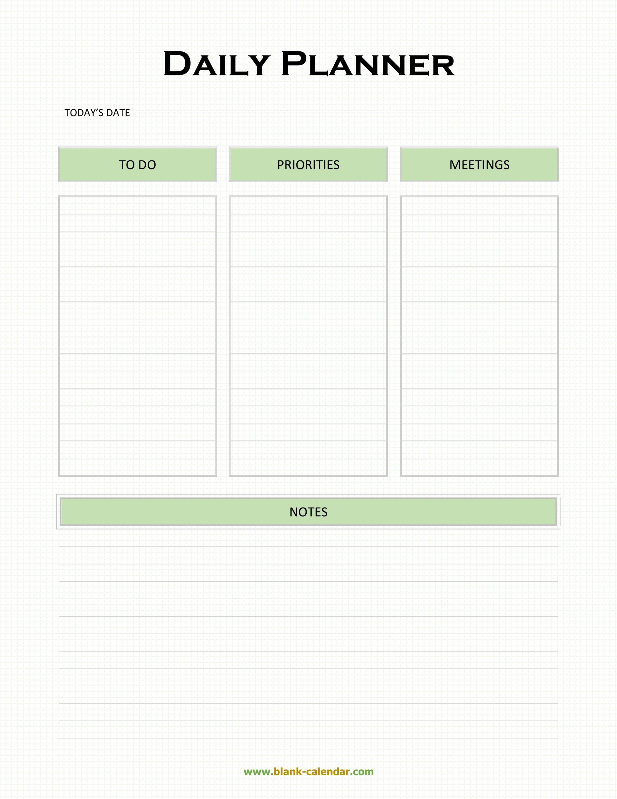 Daily Planner Templates (Word, Excel, Pdf)  Blank Dialy Planner