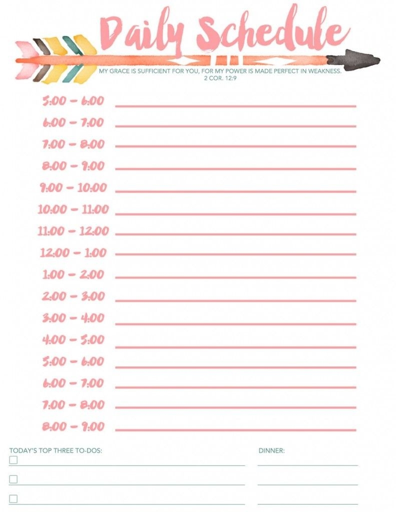 Daily Schedule Free Printable | Homeschool Schedule  Free Printable Daily Time Management Templates