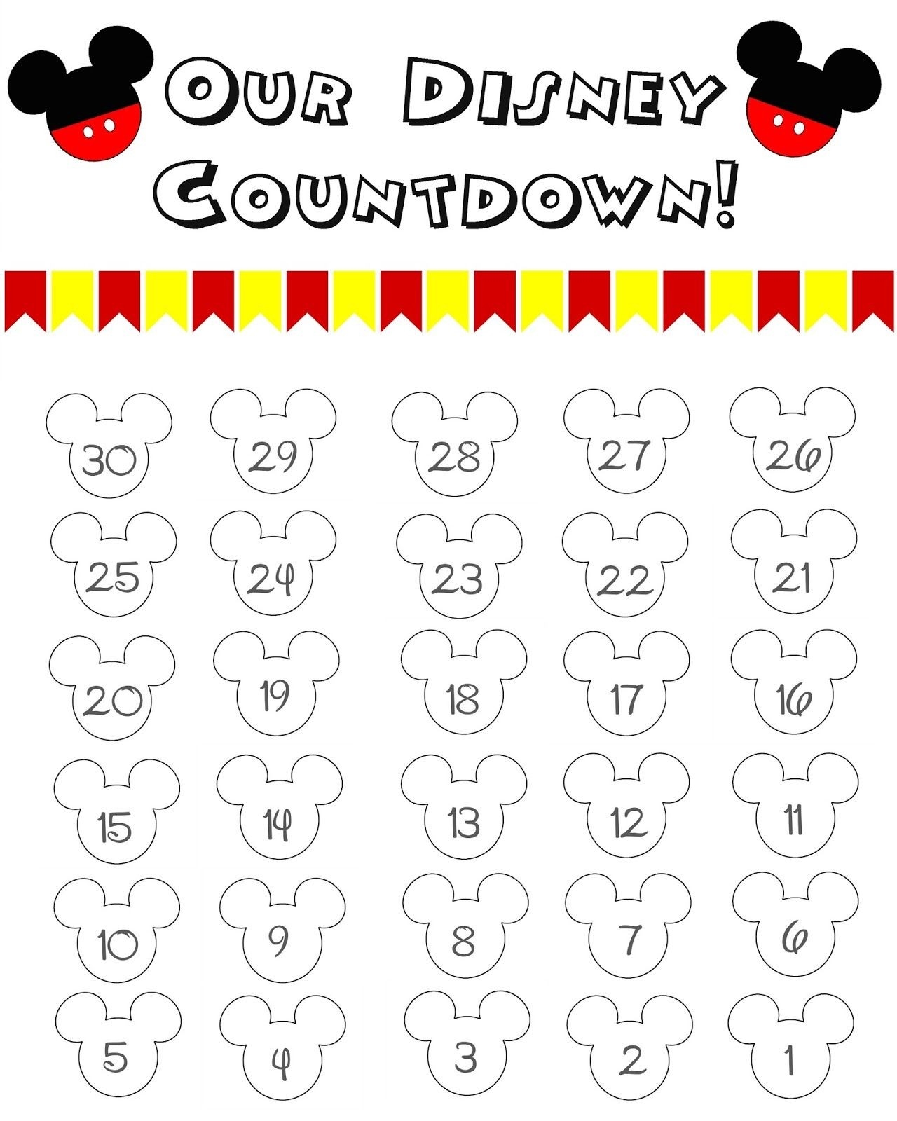 Disney World Countdown Calendar - Free Printable!! | Disney  Vacation Countdown Calendar