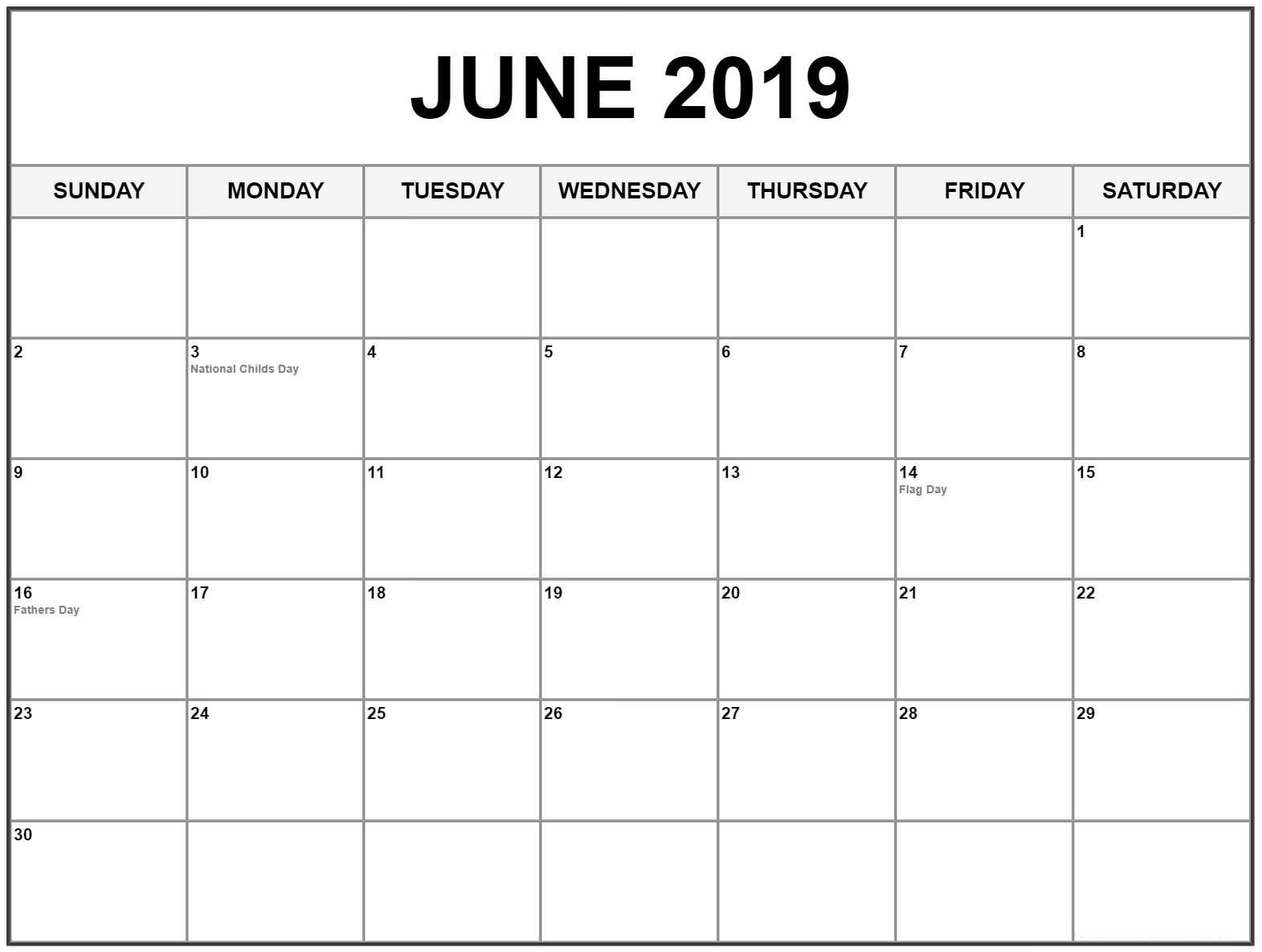 Editable June 2019 Calendar #June #Junecalendar2019  Perpetual Monthly Planner June