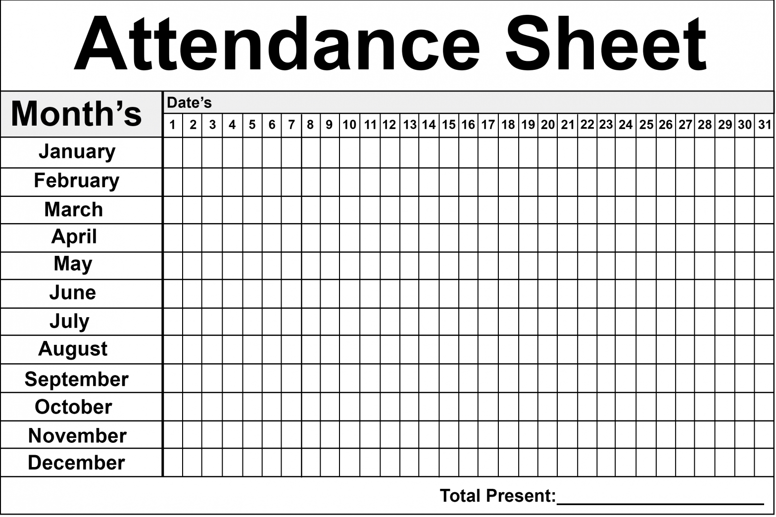 Employee Attendance Sheet | Attendance Sheet, Printable  Printable Attendance Calendar 2021