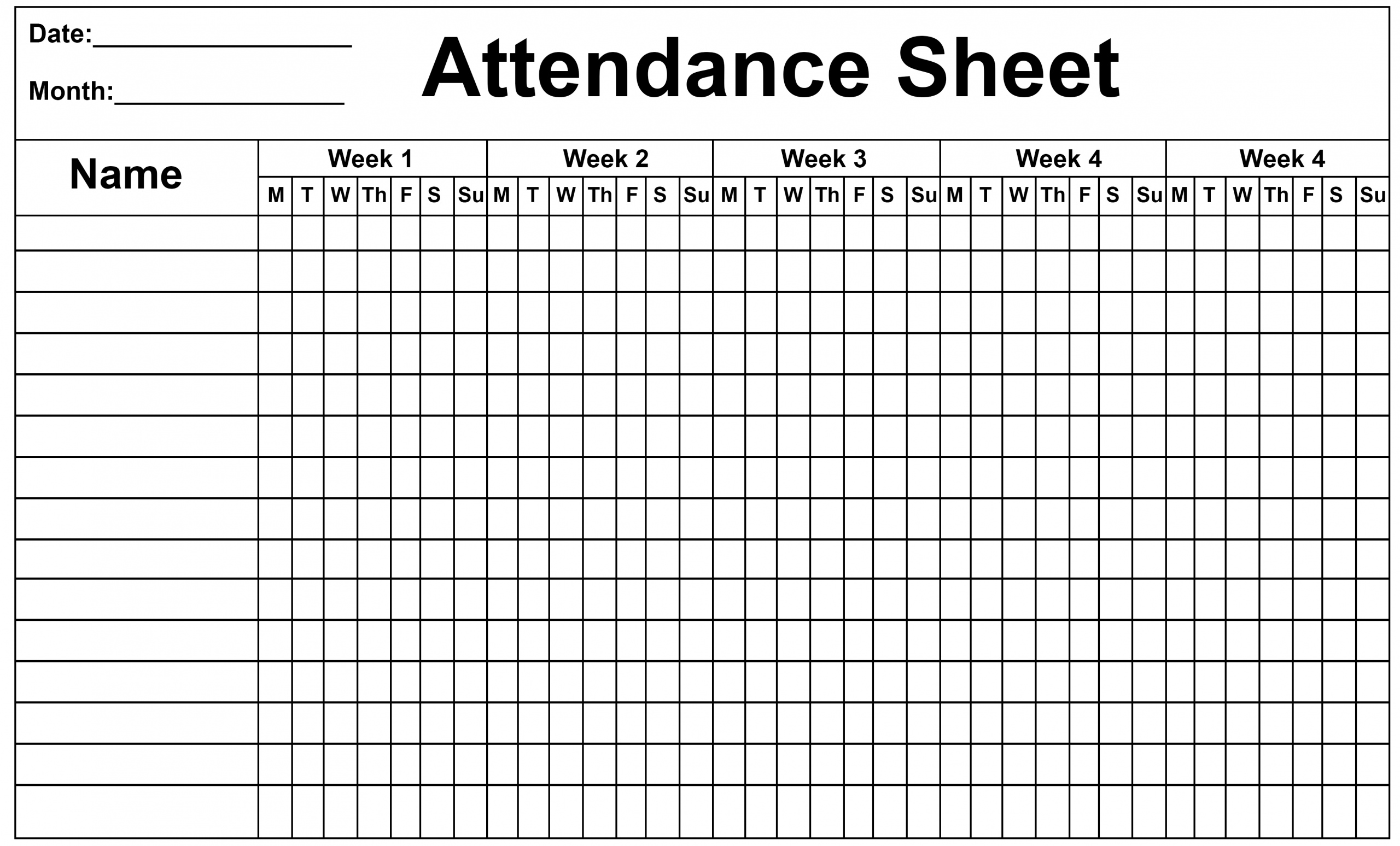 Employee Attendance Tracker Sheet 2019  Printable Employee Attendance Calendar Template