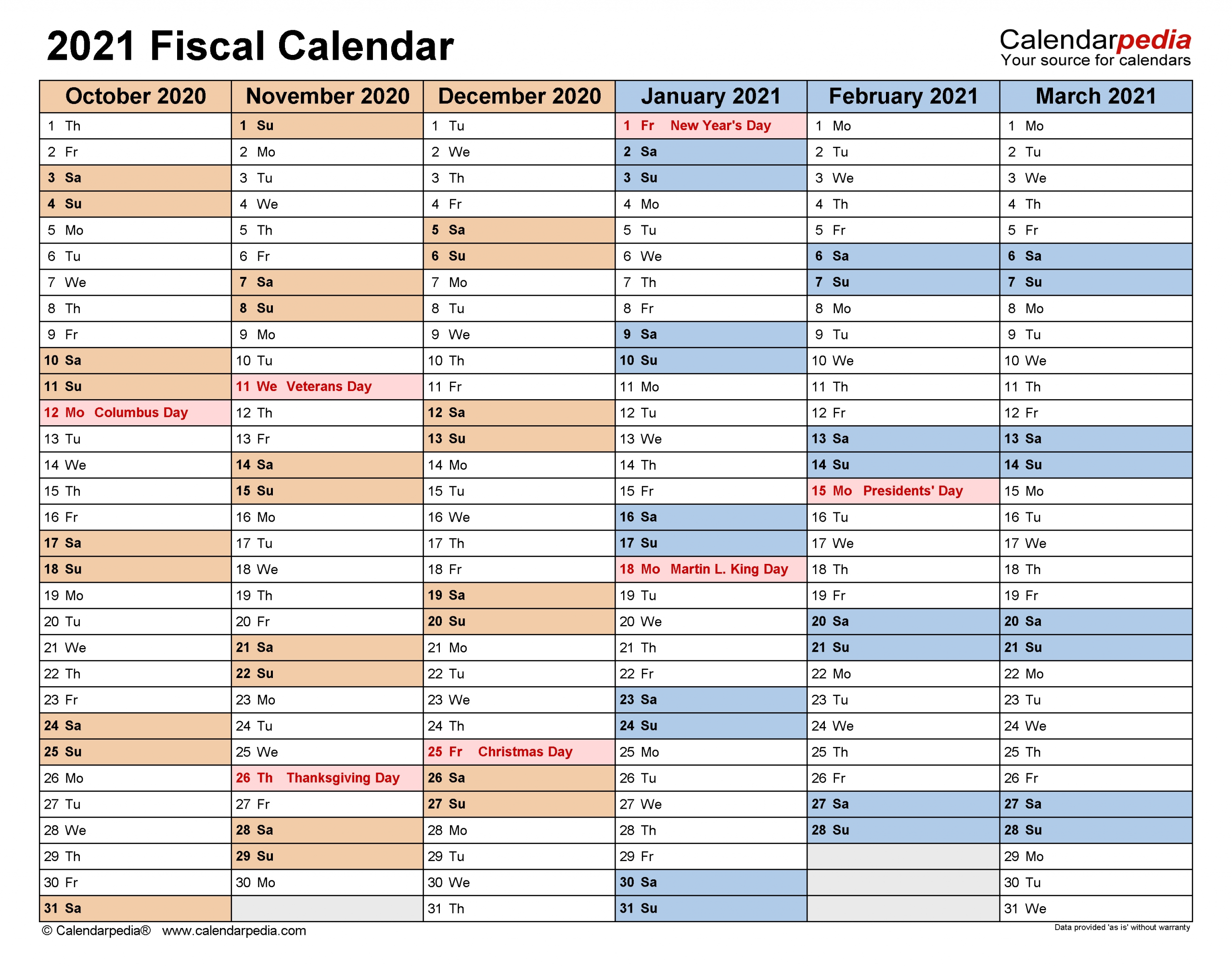 Fiscal Calendars 2021 - Free Printable Excel Templates  Financial Year 2021 Dates