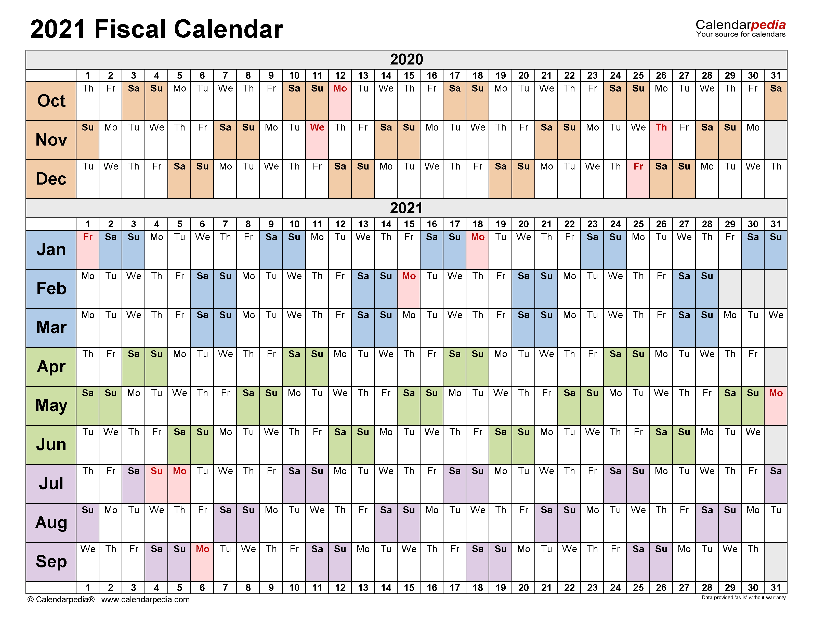 Fiscal Calendars 2021 - Free Printable Excel Templates  Financial Year 2021 Dates