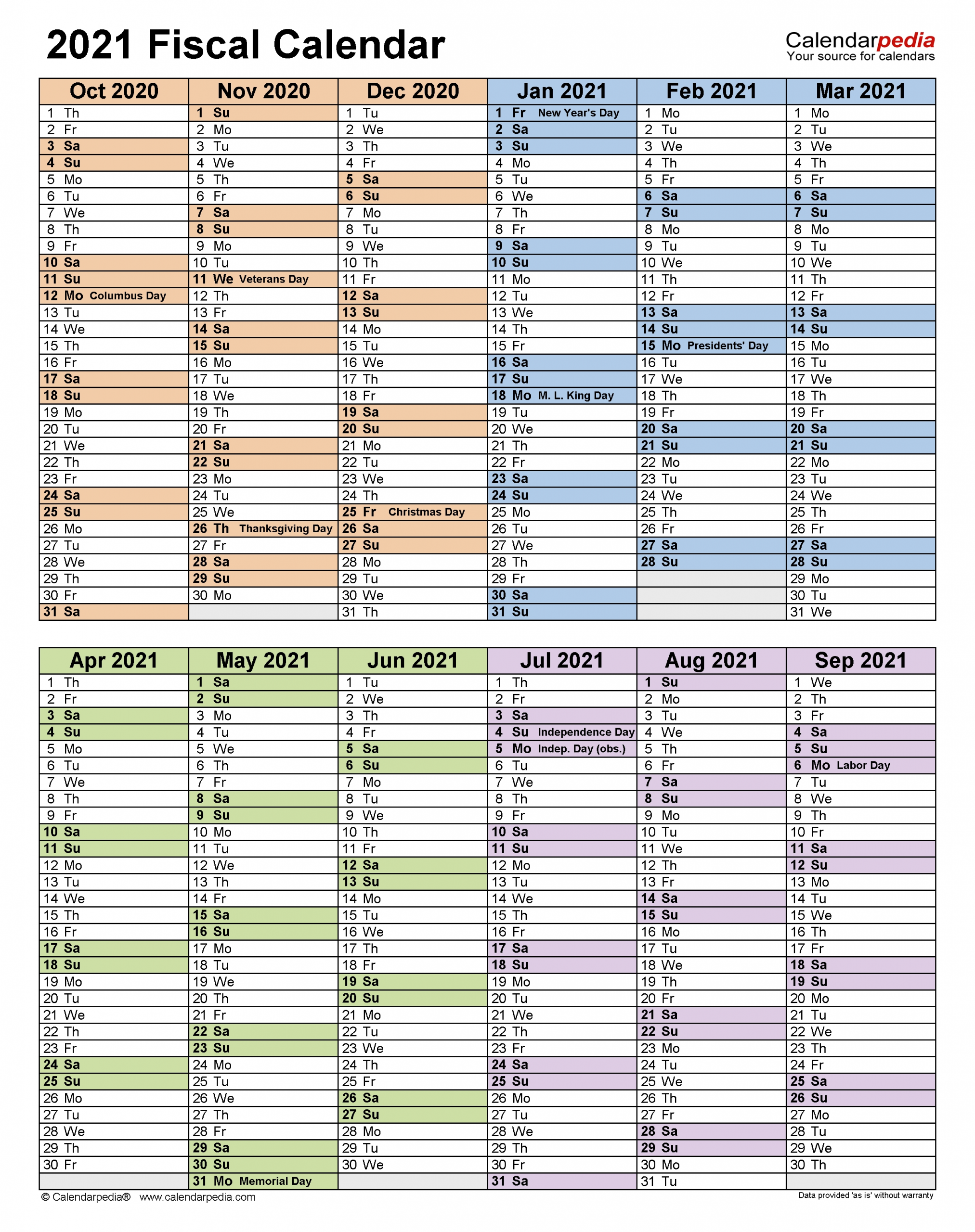 Fiscal Calendars 2021 - Free Printable Excel Templates  Printable Fiscal Year Calendar 2021 2021