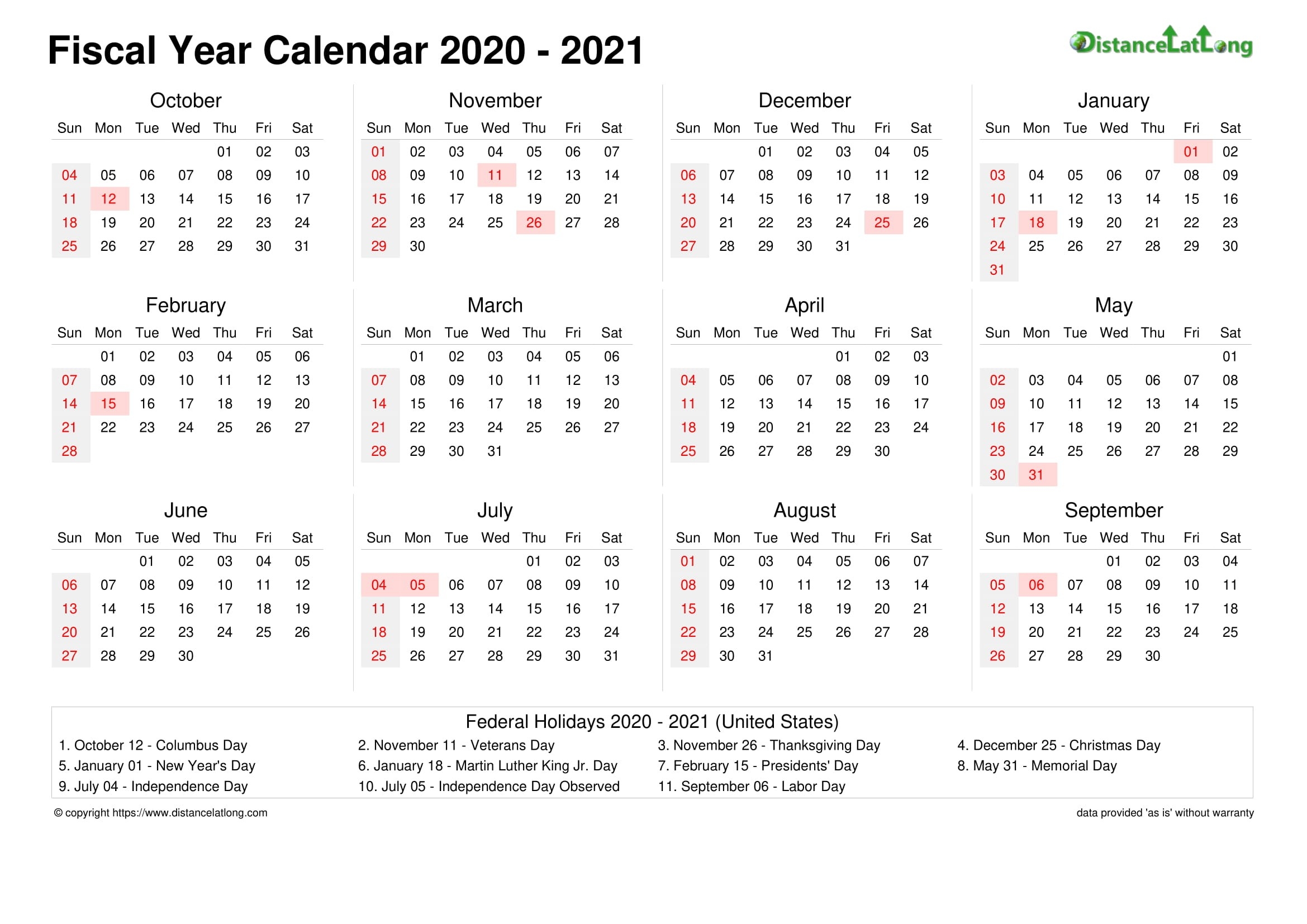 Fiscal Year 2020-2021 Calendar Templates, Free Printable  Financial Year 2021 19 Australia
