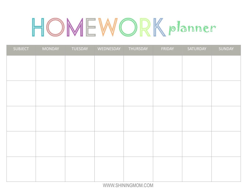 Free Printable: Homework Planner  Homework Templates Free
