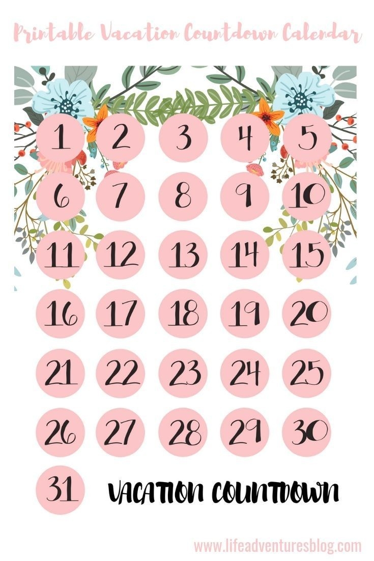 Free Vacation Countdown Calendar For Your Next Vacation  Vacation Countdown Calendar