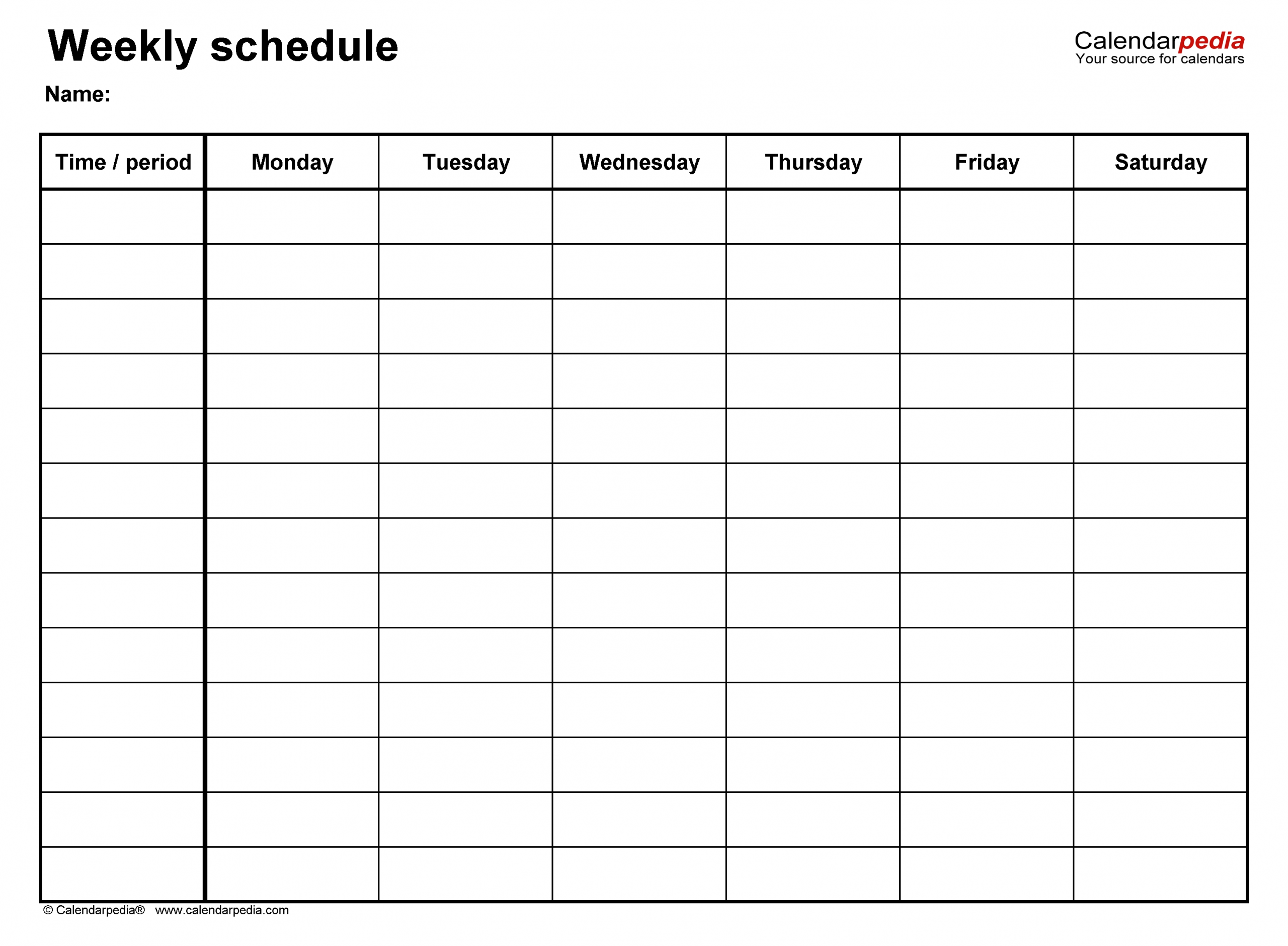 Free Weekly Schedule Templates For Excel - 18 Templates  7 Day Calendar