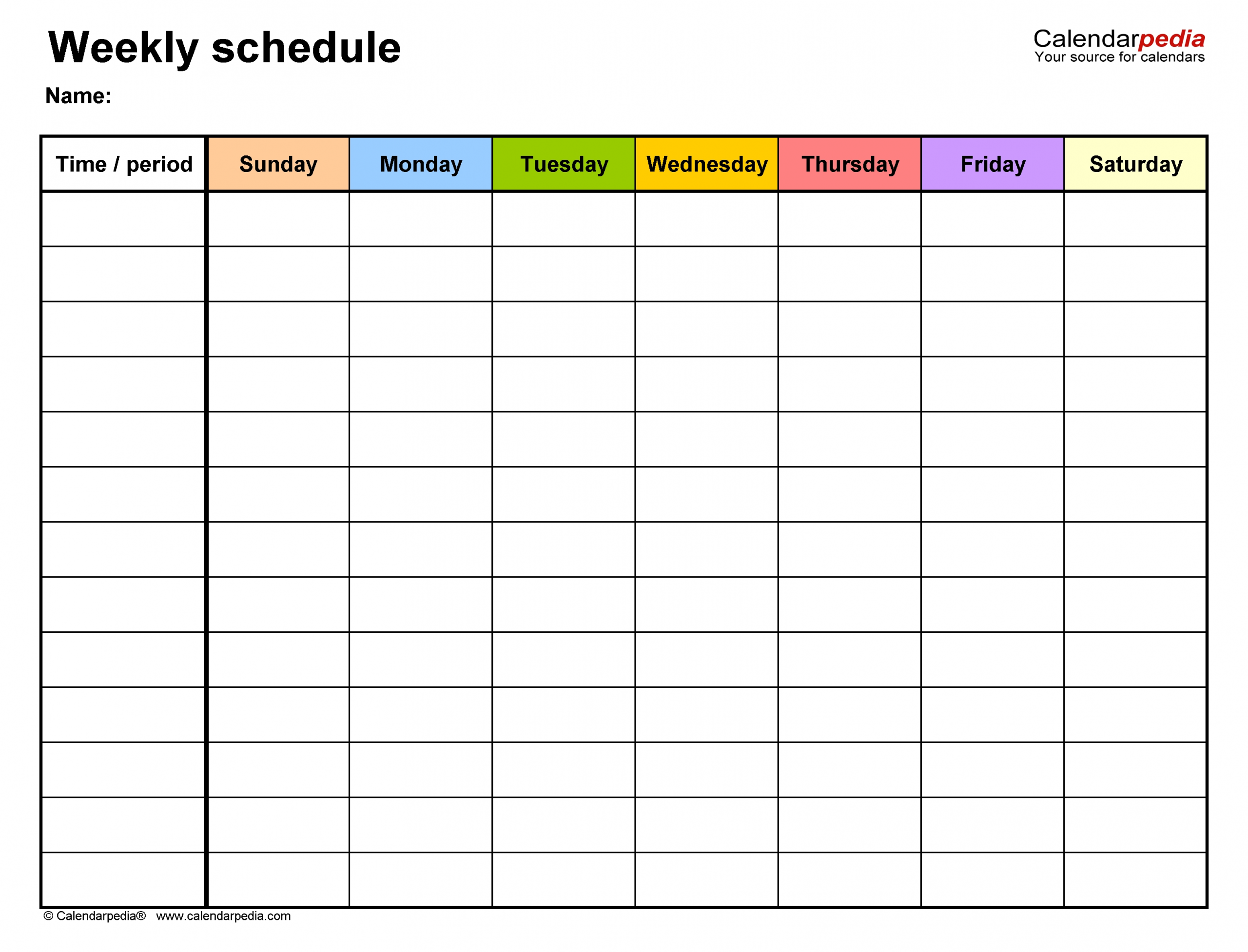 Free Weekly Schedule Templates For Word - 18 Templates  Free Printable Weekly Time Calendar