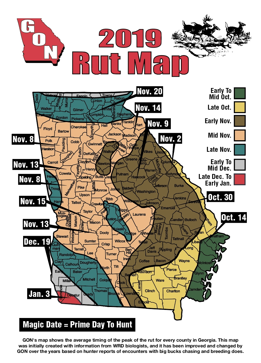 Georgia Deer Hunting  2021 Rut Map For Ga