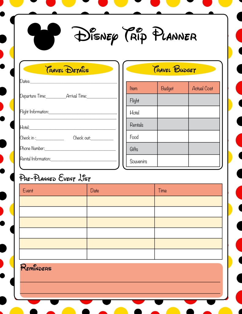 Get Ready For Your Disney Vacation - Free Printable Disney  Free Disney World Itinerary Template