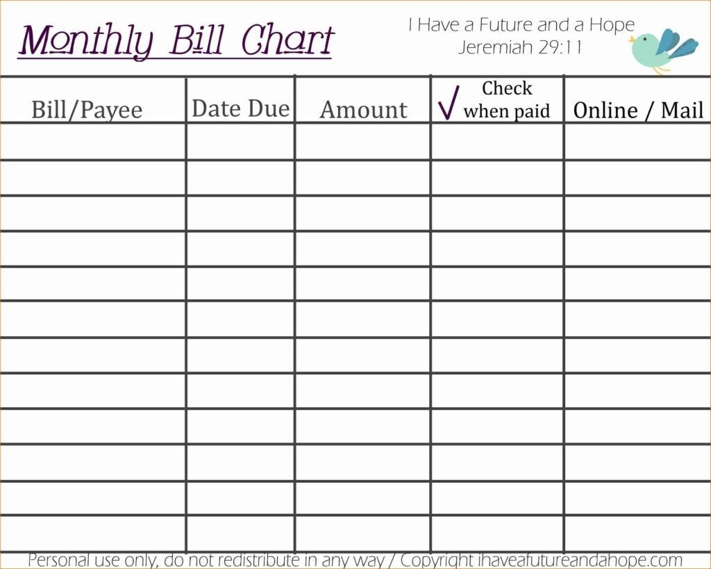How To Make An Excel Spreadsheet For Monthly Bills | Budget  Monthly Bill Checklist Excel