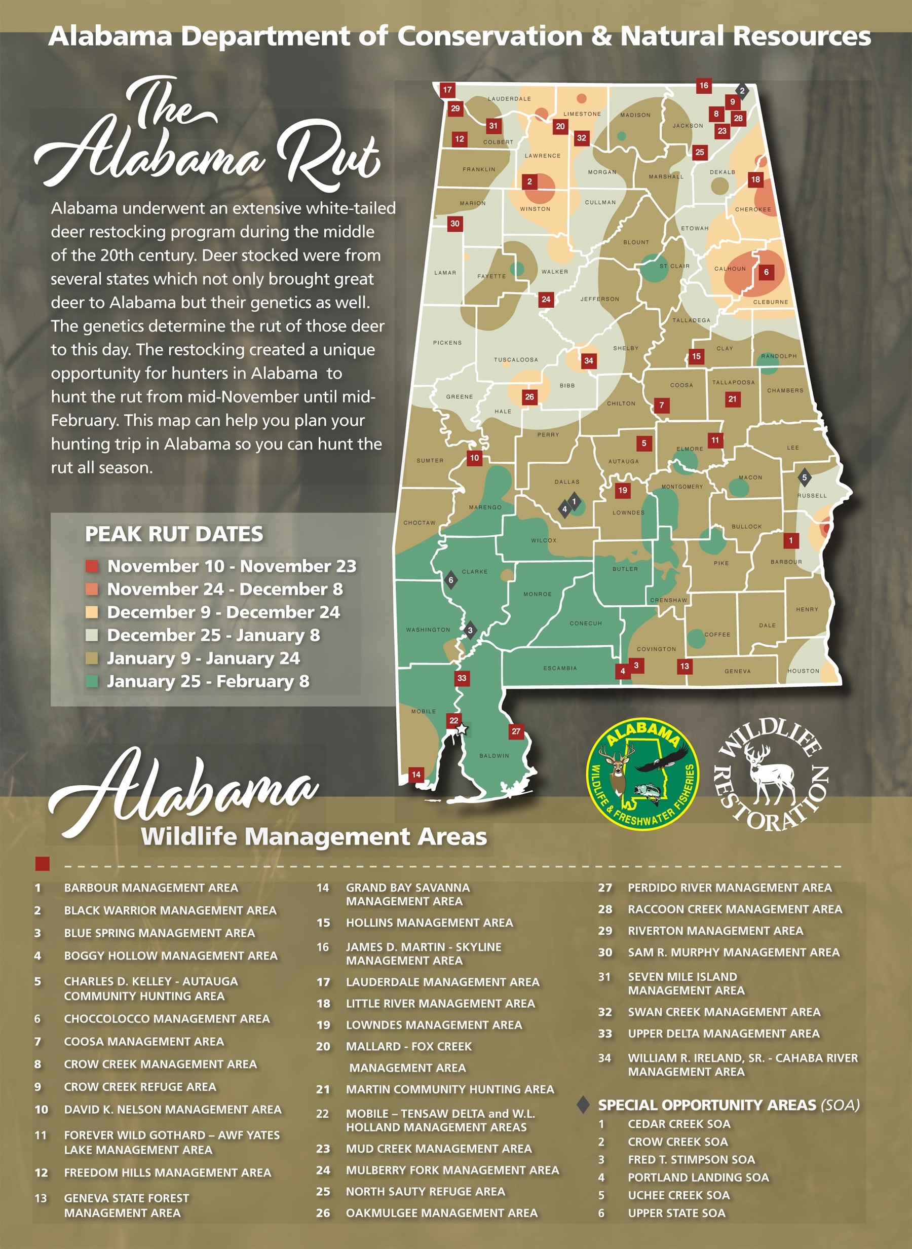 Hunters Can Use The Wff Rut Map To Determine The Likely  Deer Rut For Ga 2021
