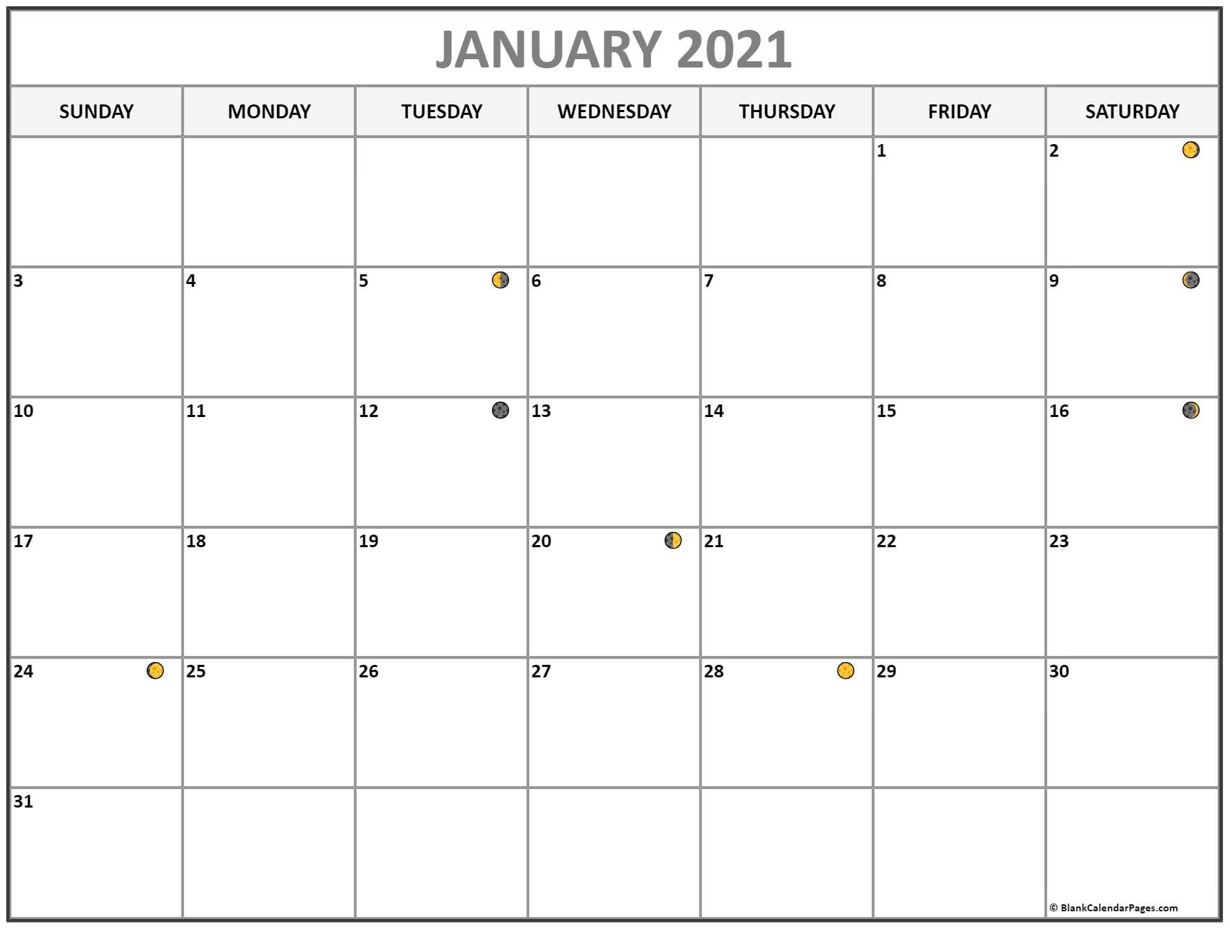 January 2021 Lunar Calendar | Moon Phase Calendar  Printable Lunar Calendar 2021