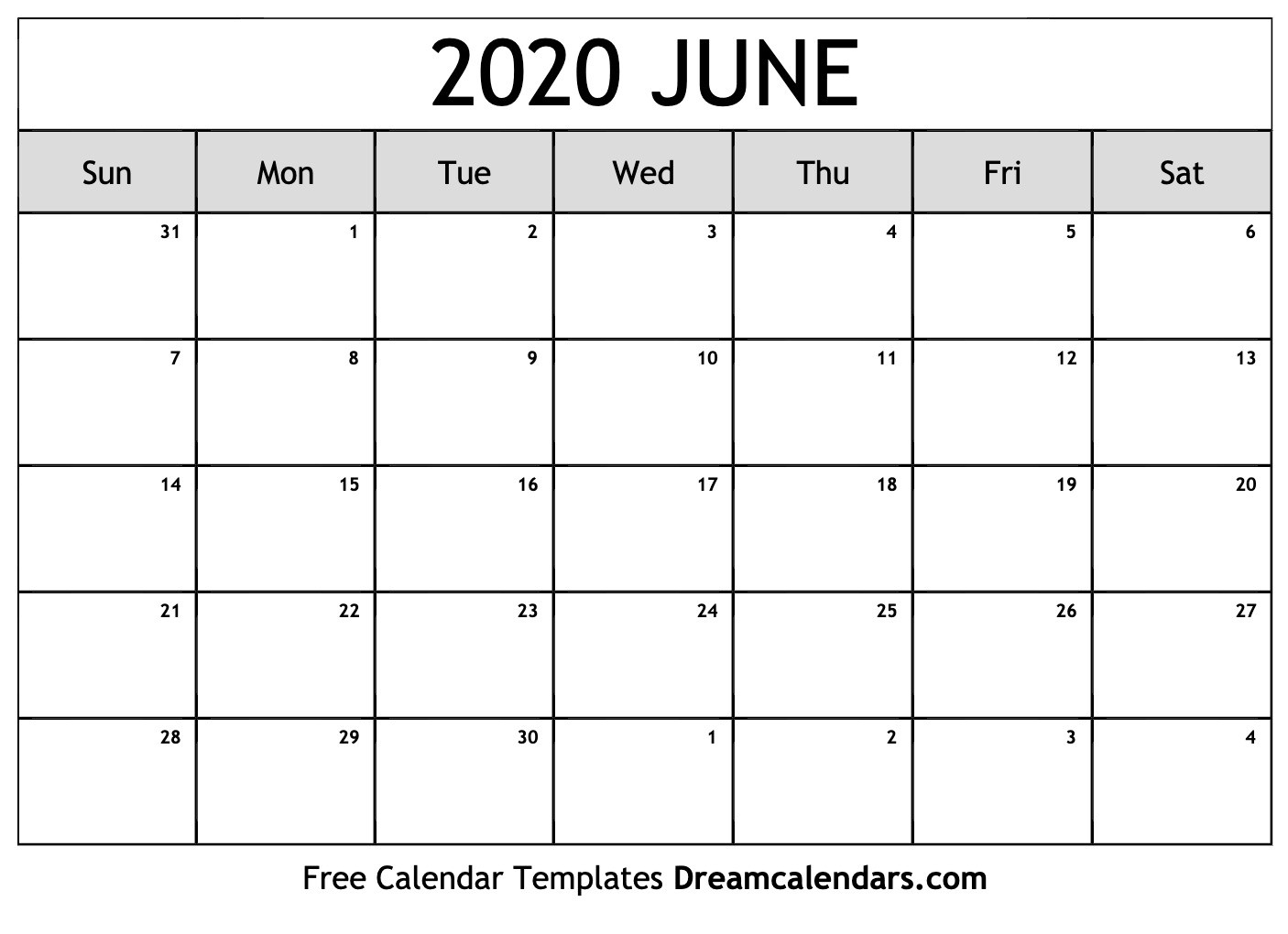 June 2020 Calendar | Free Blank Printable Templates  Blank June Calendar 2020
