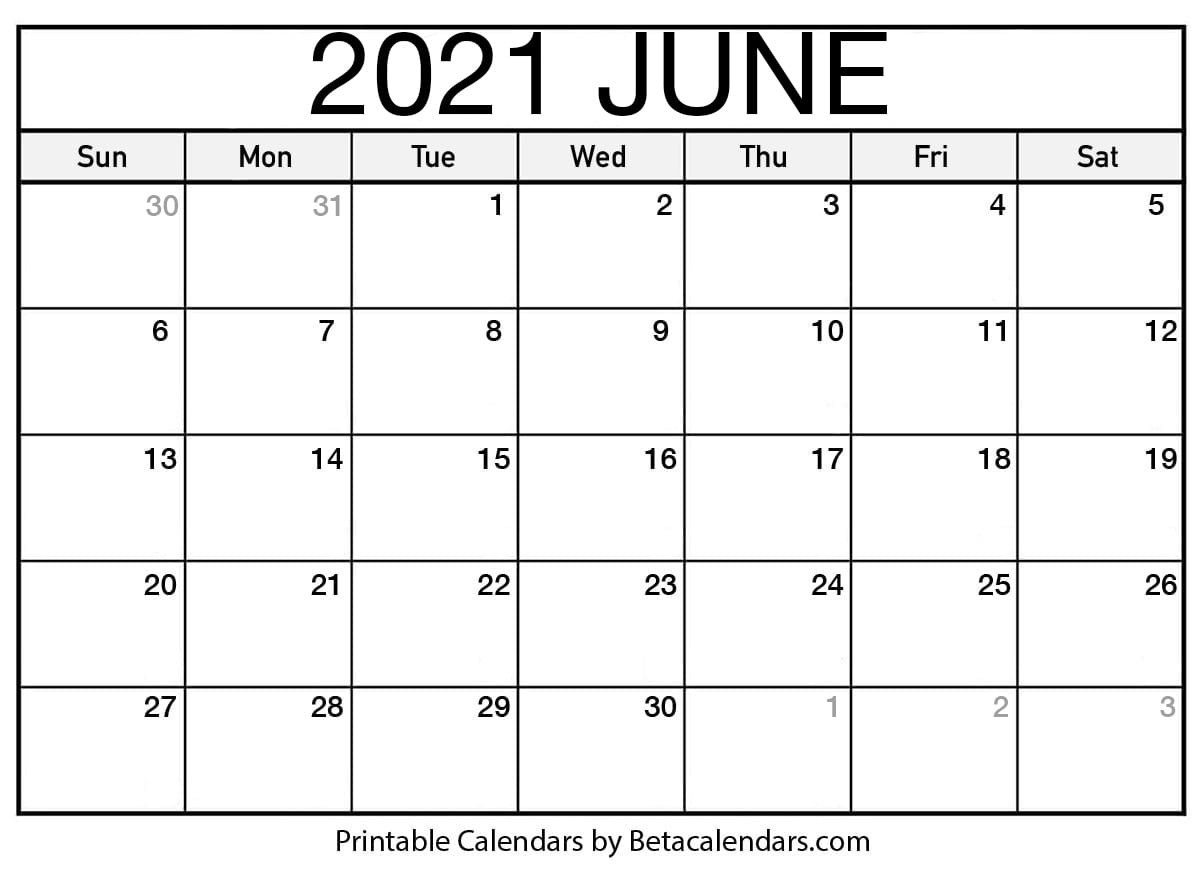 June 2021 Calendar | Blank Printable Monthly Calendars  Summer Months 2021 Calendar