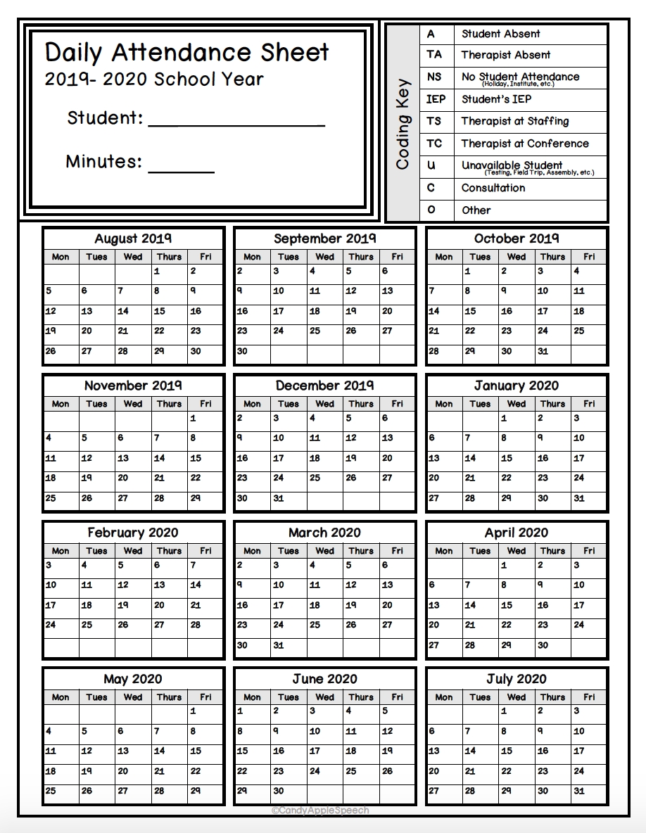 Keep Track Of Attendance With This Simple Form! | Attendance  2021 Attendance Calendar