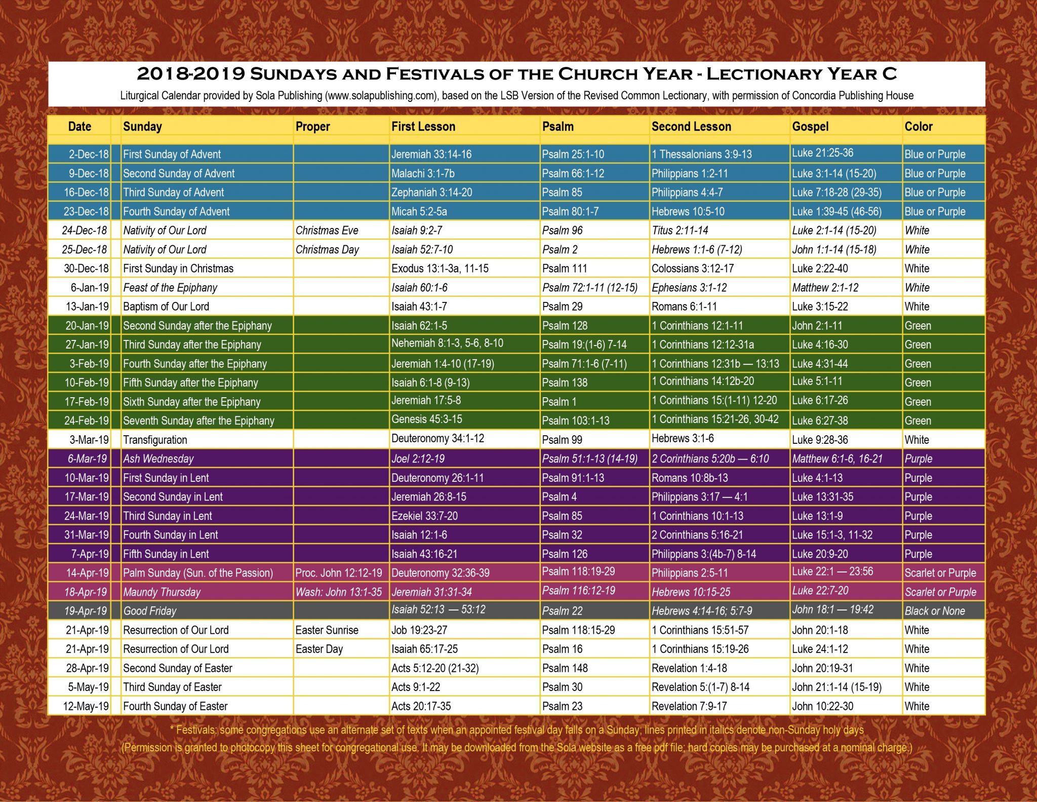 Methodist Lectionary 2021 Calendar Template Calendar Design