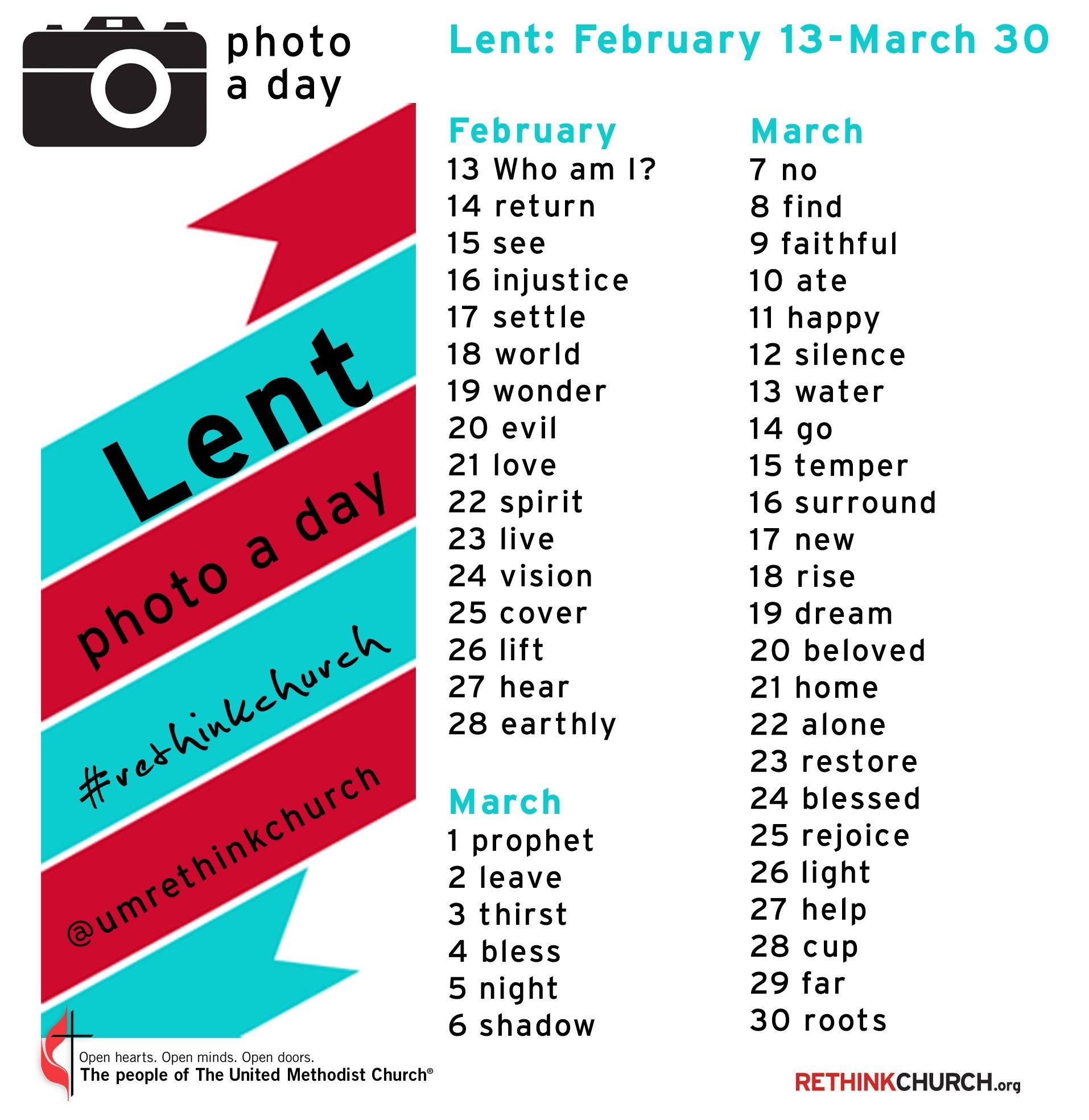 Lent Photo-A-Day 2020 | The United Methodist Church | 40  Methodist Lent 2020