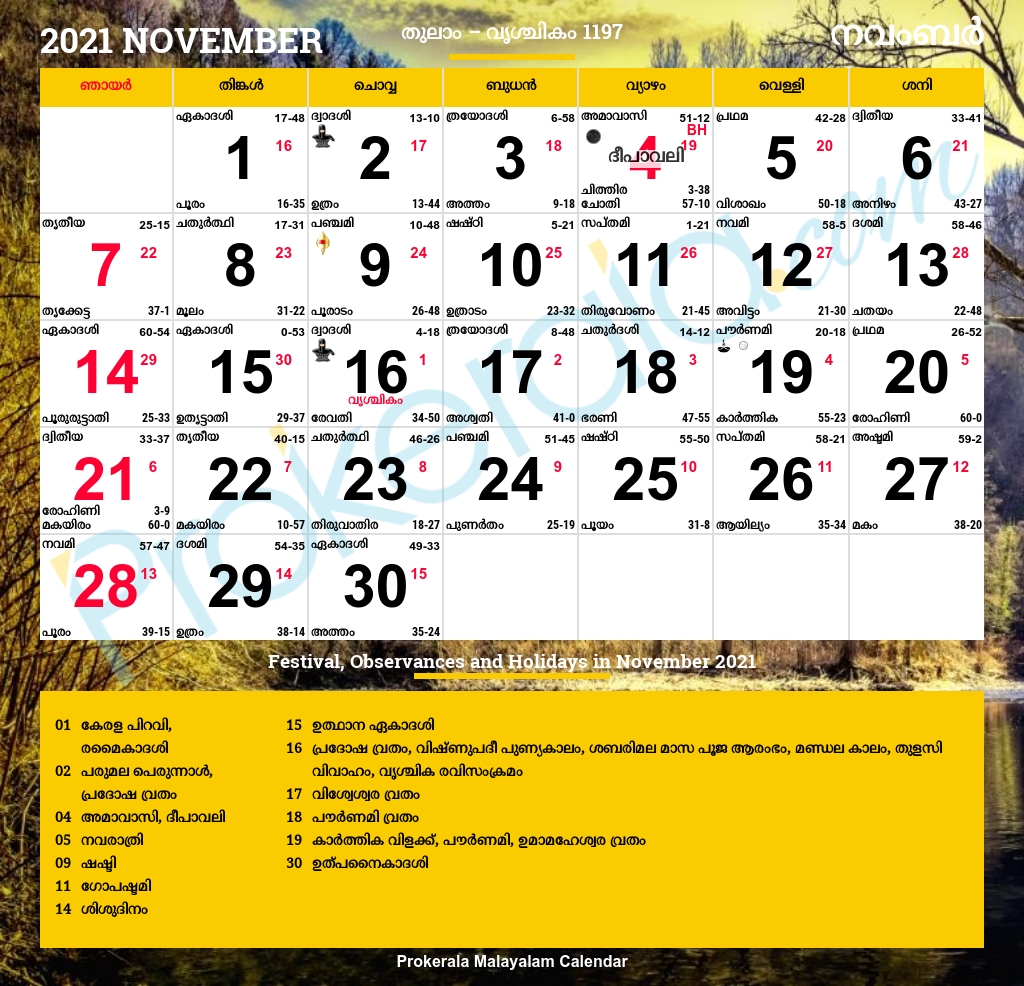 Malayalam Calendar 2021, November  Malayalam Calender 2021 Malayala Manorama Pdf