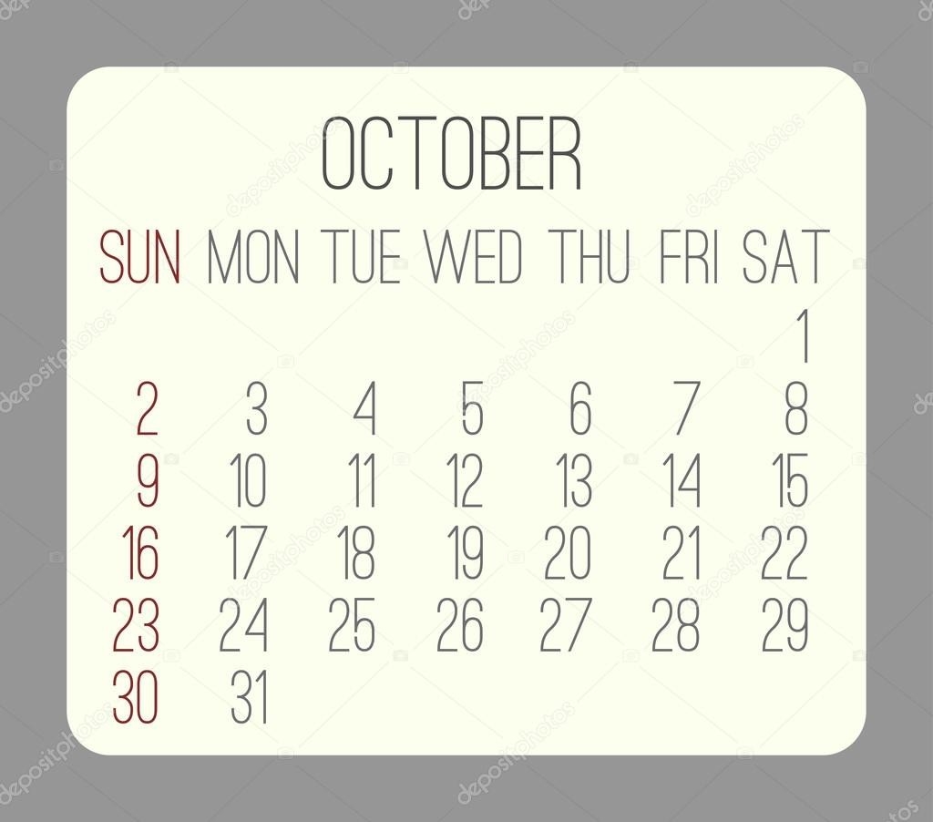 October 2016 Monthly Calendar 106831436  Deposho Calendar