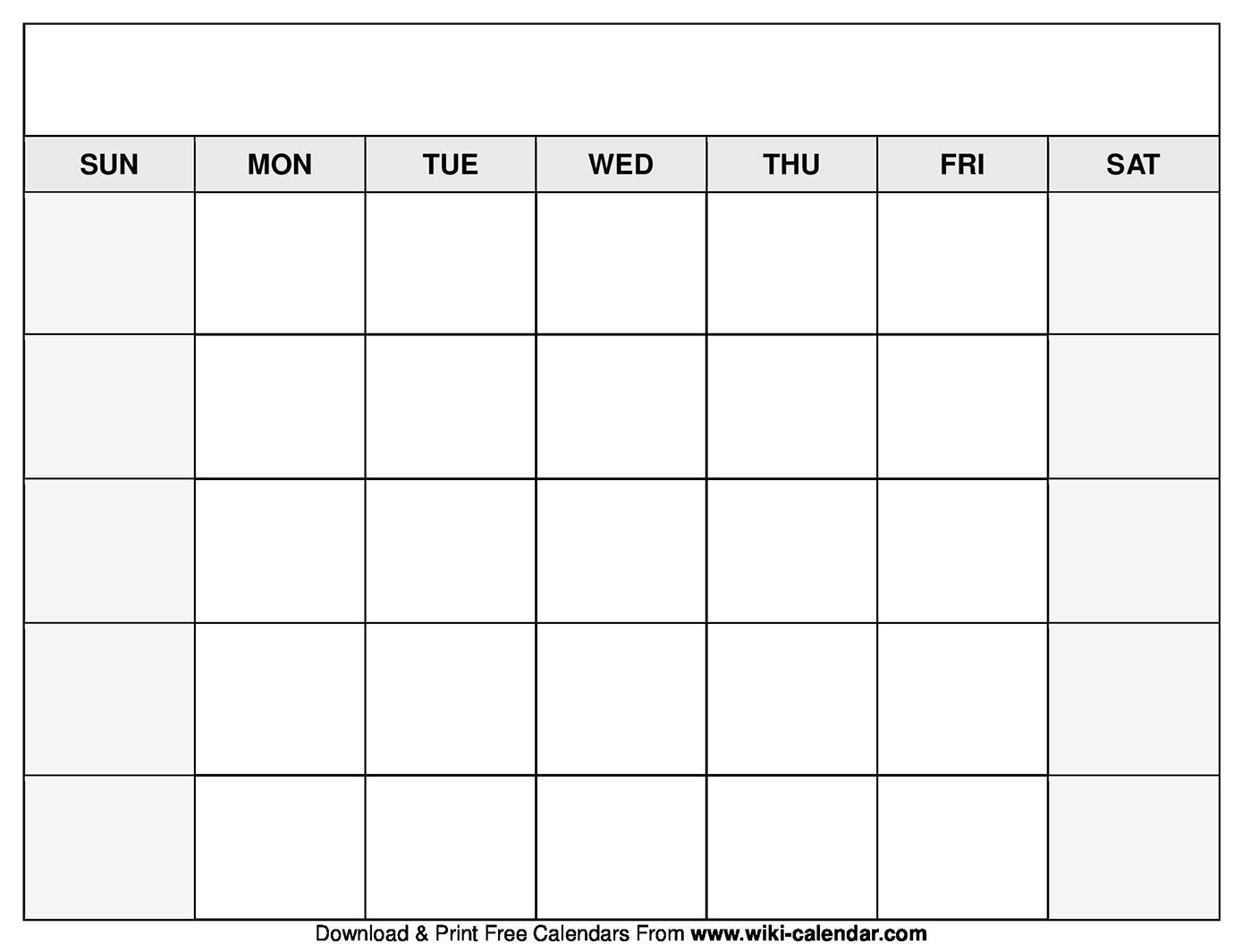 Printable Blank Calendar | Blank Calendar Pages, Calendar  Blank Calendar Page Template Preschool