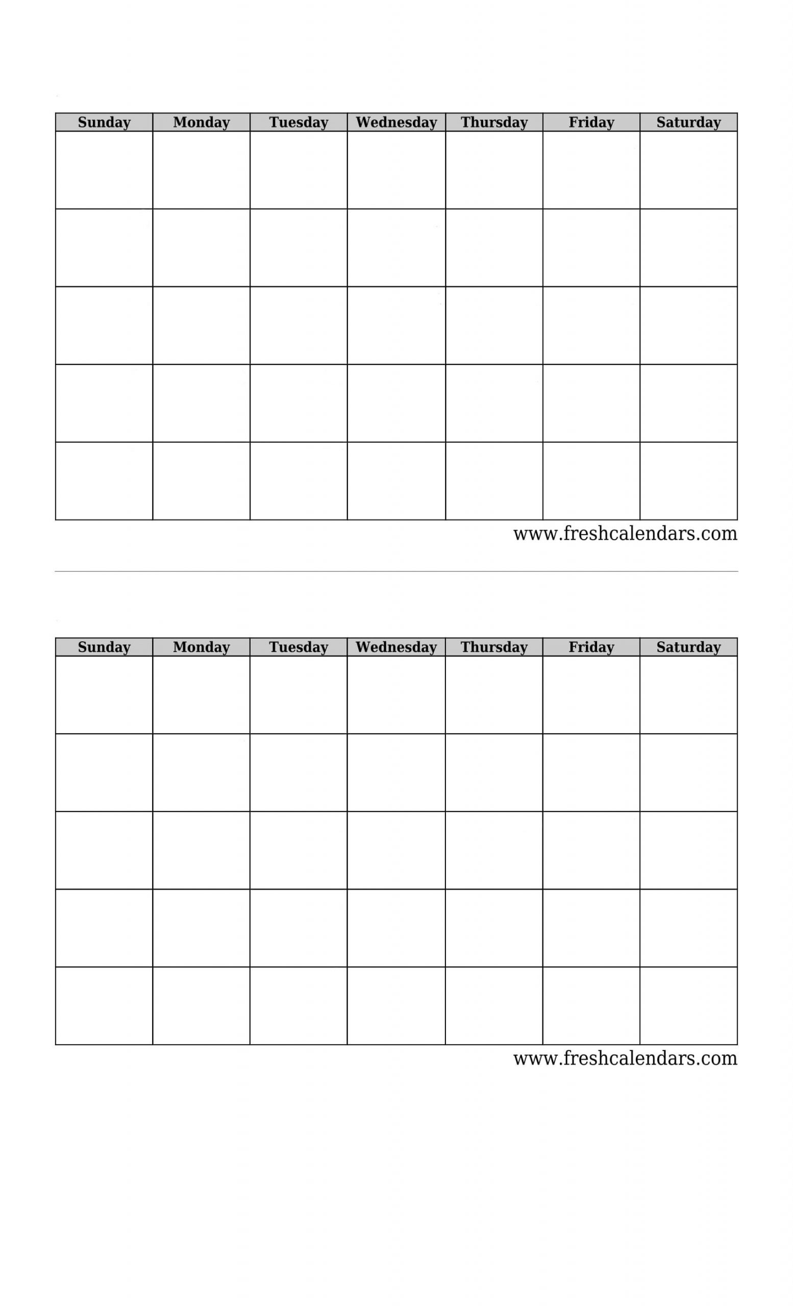 Printable Blank Calendar Templates  Two-Month Calendar Printable