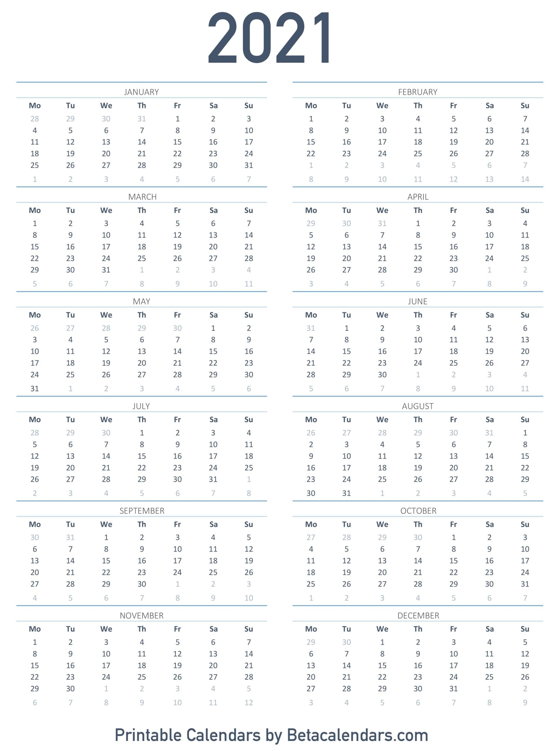 Printable Calendar 2021 | Download &amp; Print Free Blank Calendars  Free Print 2021 Calendars Without Downloading
