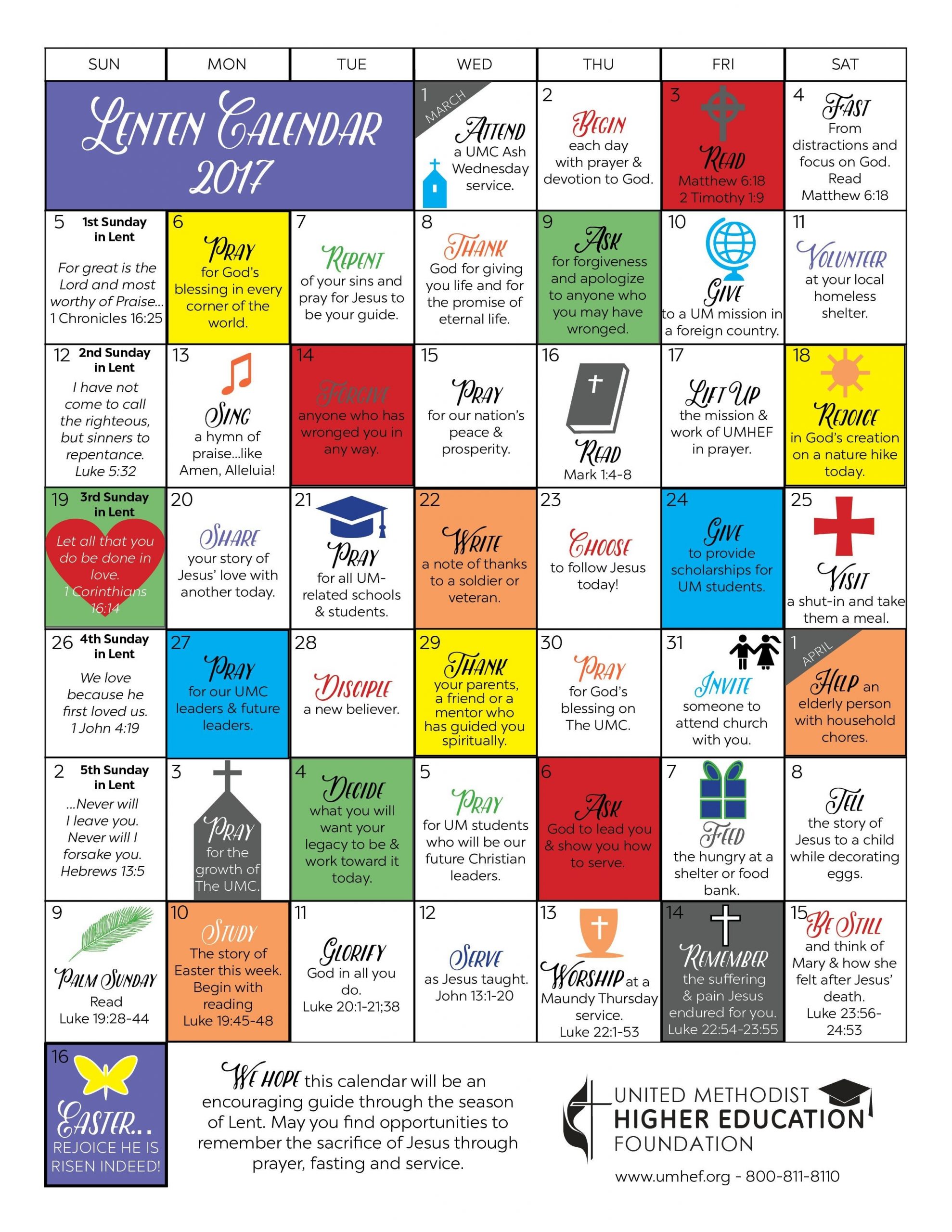 Methodist Color For Lent 2020 Template Calendar Design