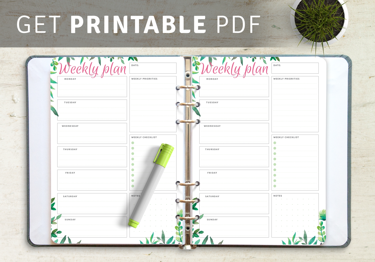 Printable Weekly Planner Templates - Download Pdf  Desktop Scheduler Free Download To Print Out