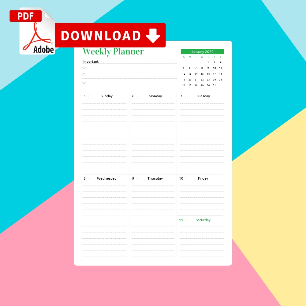 Printable Weekly Planner Templates - Download Pdf  Desktop Scheduler Free Download To Print Out