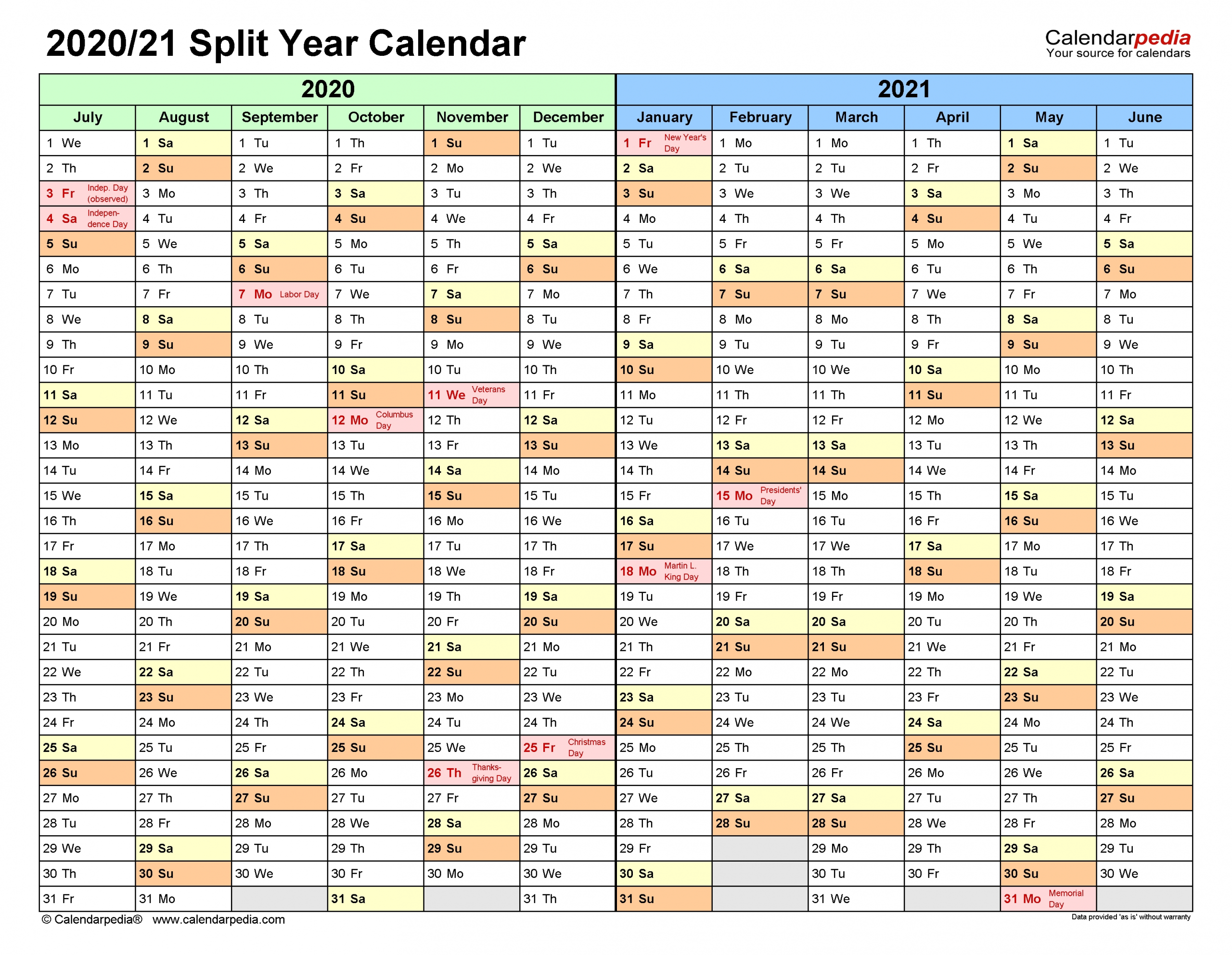 Split Year Calendars 2020/2021 (July To June) - Word Templates  Free Printable 2021/21 Split Year Calendar