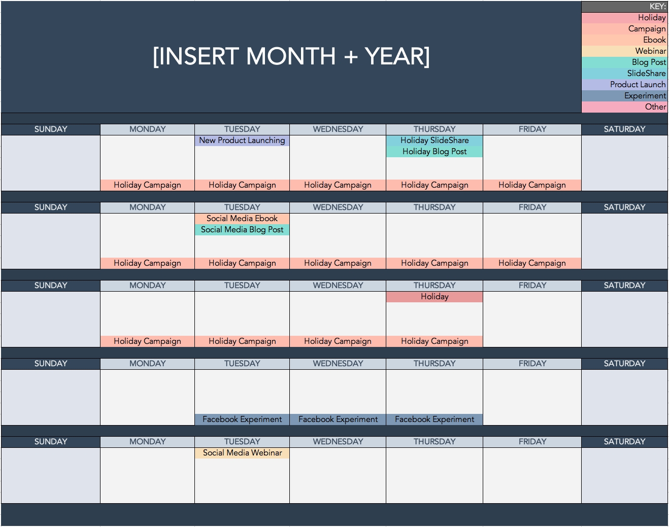 The Social Media Content Calendar | Manage Your Promotion  Social Media Calendar Template Excel Free