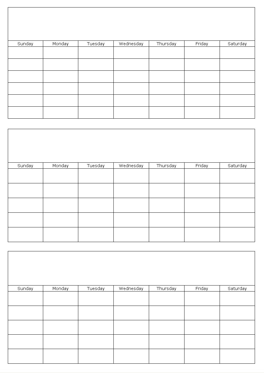 Three Months Blank Calendar Template Page  Printable Calendars 3 Months To A Page