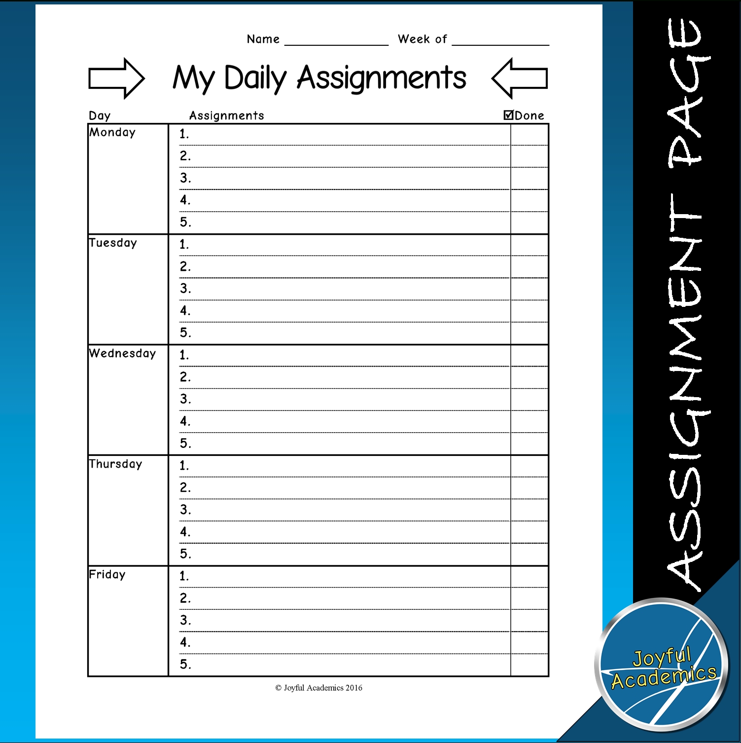 Free Printable Assignment Sheets For Students