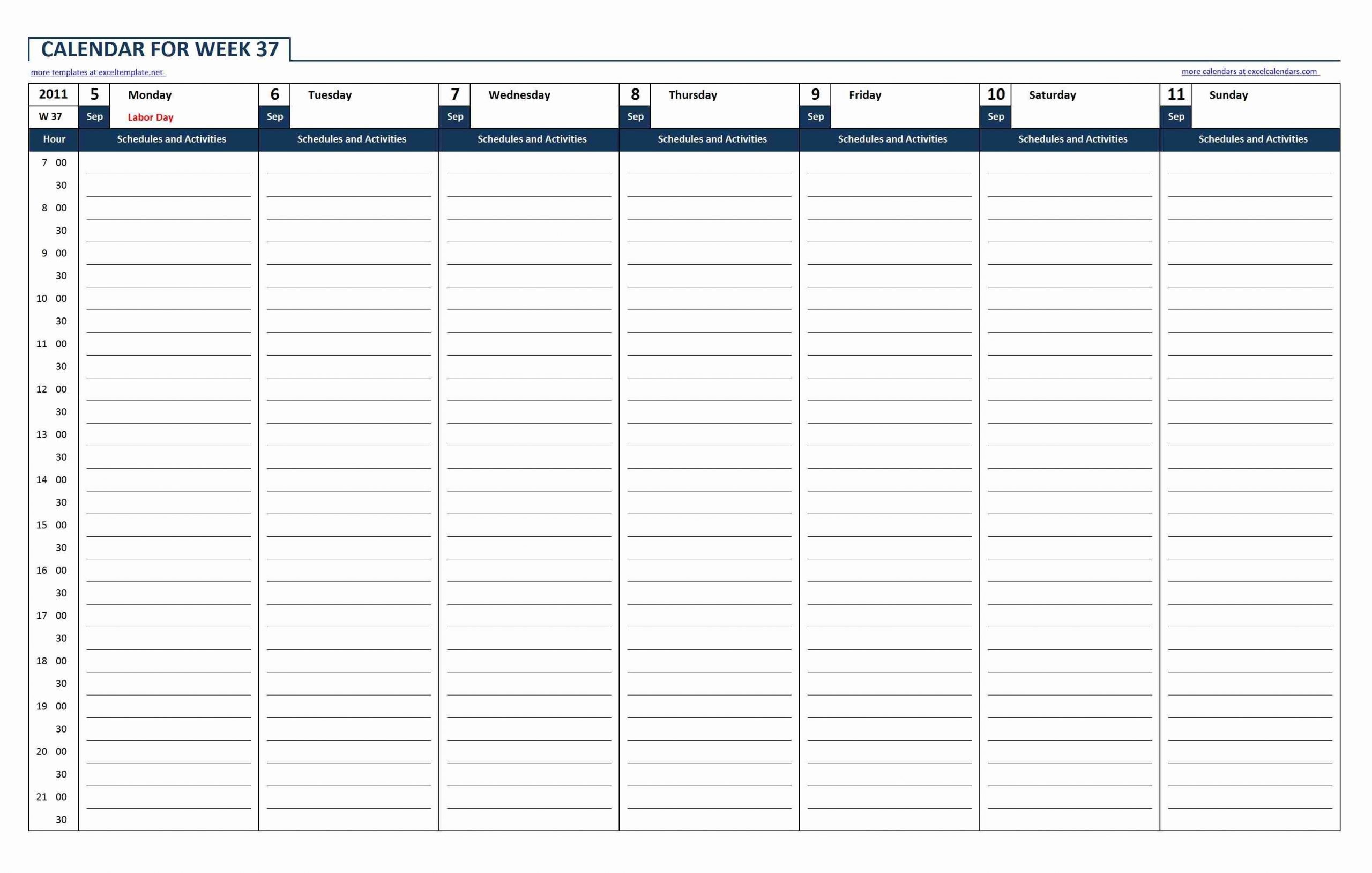 Weekly Calendar | Excel Calendars | Excel Calendar Template  Excel Calendar Week