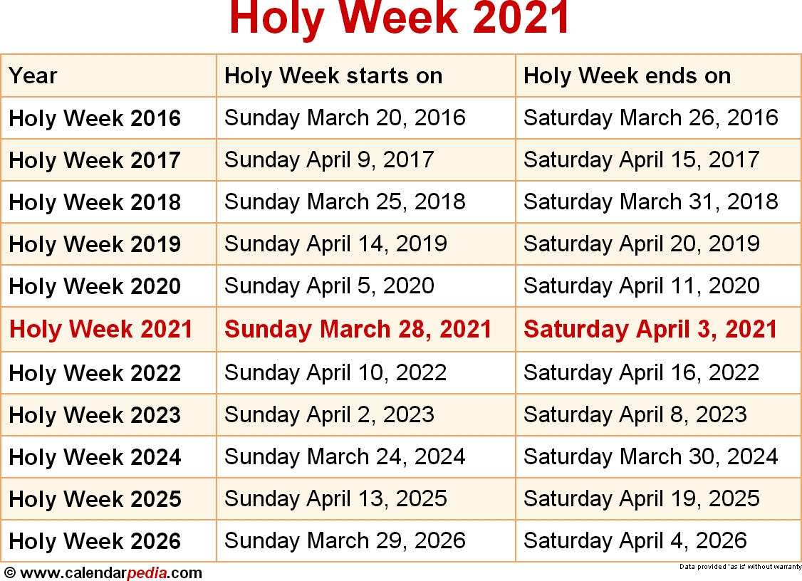 When Is Holy Week 2021?  Free Lectionary Calendar For 2021 Jan To Dec