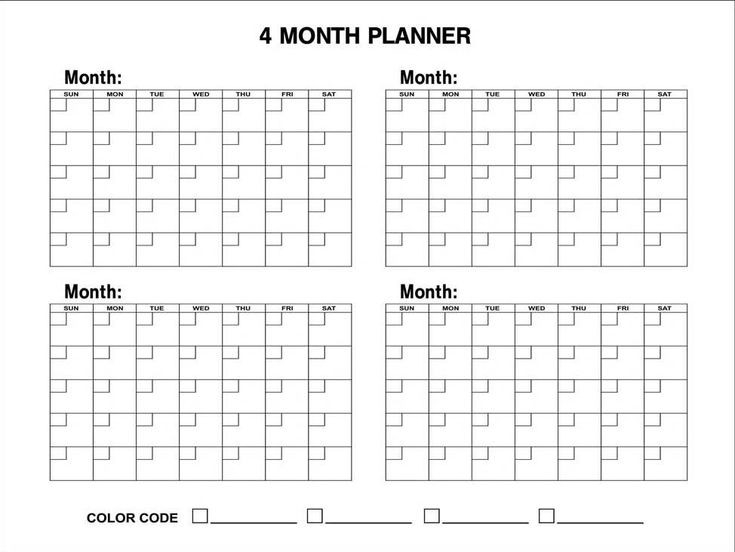 4+Month+Calendar+2016+Printable | Monthly Calendar  Four Month Calendar Template
