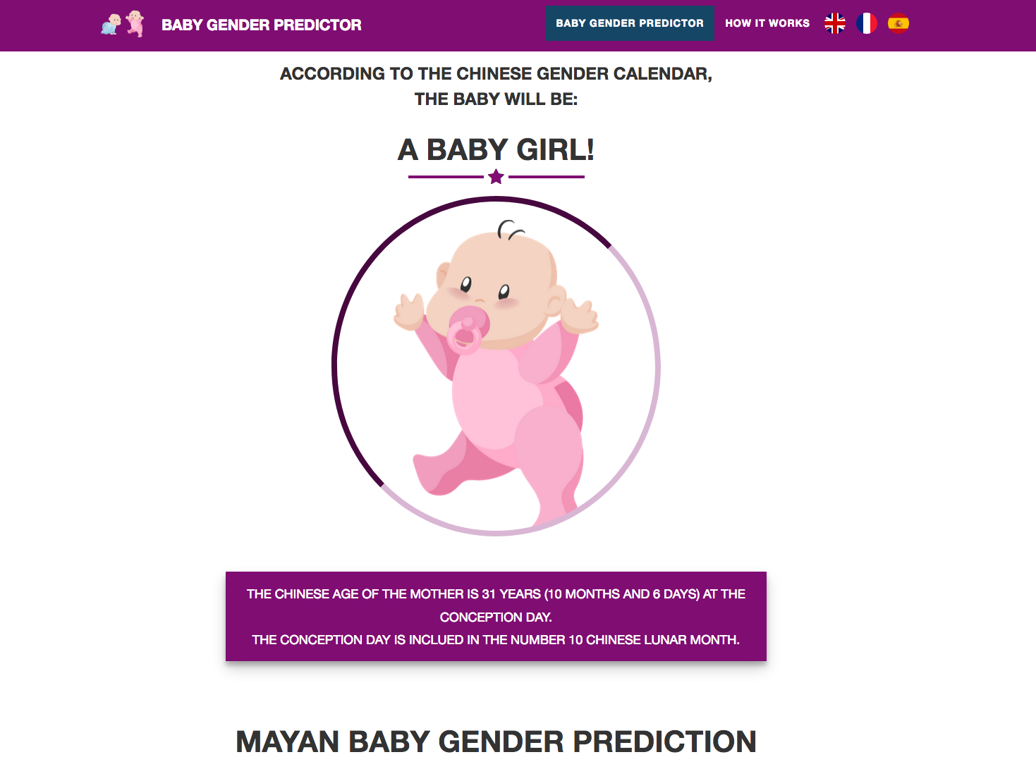 Applications Web - Baby Gender Predictor | 3W Création  Baby Gender Calculators