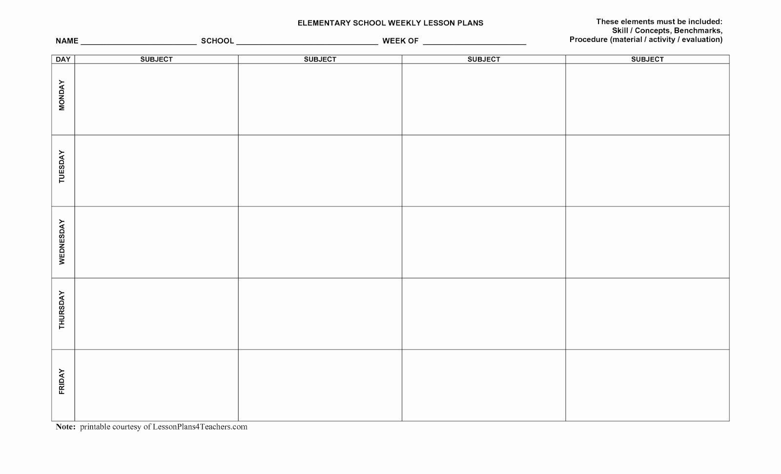 Awesome 5 Day Schedule Template In 2020 | Blank Lesson  Reading Plan Schedule Template