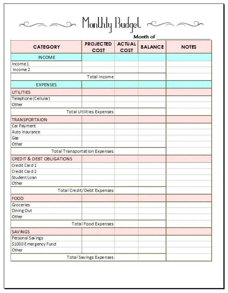 Monthly Bills Spreadsheet Free Printable - Template Calendar Design