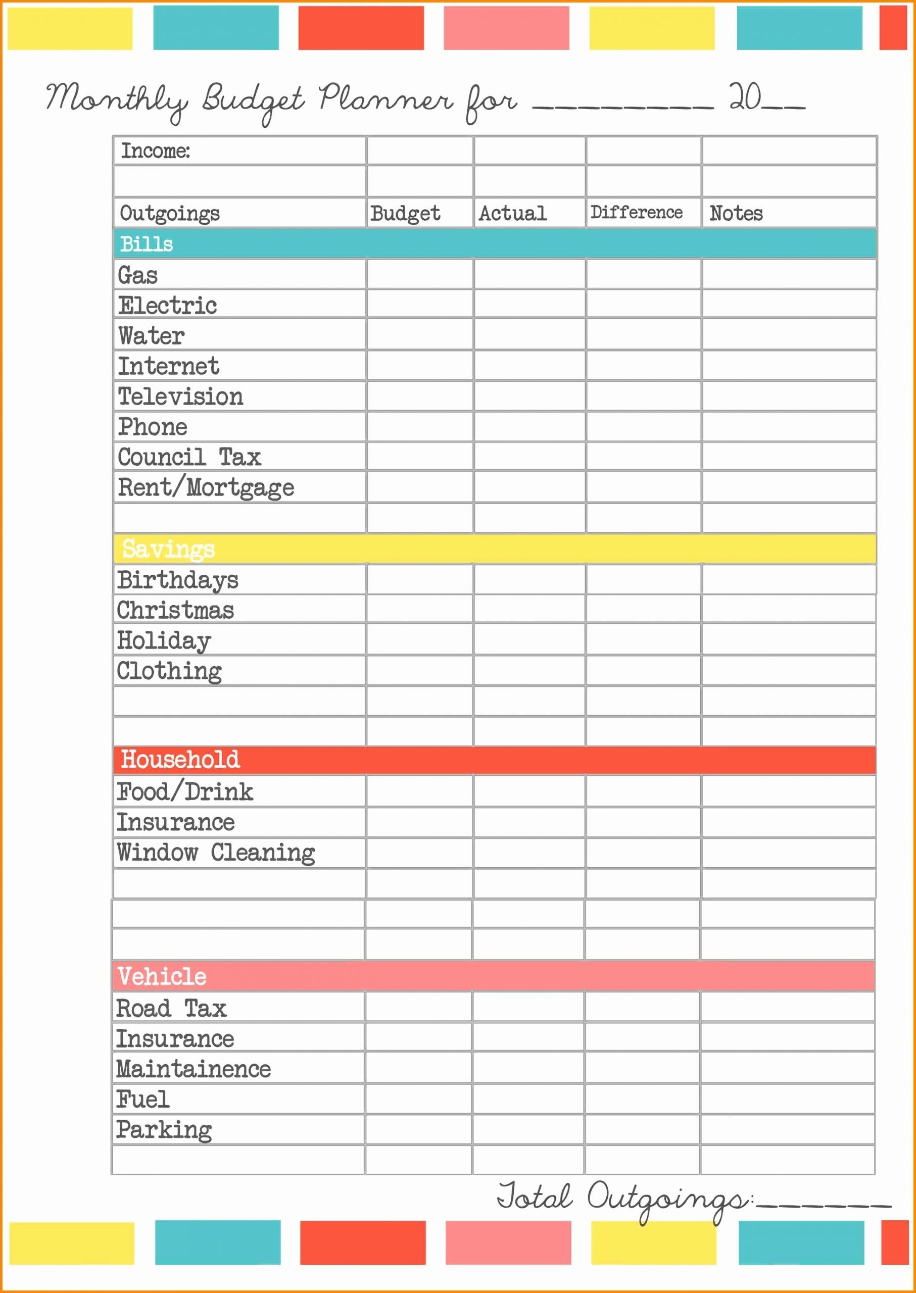 Bill Payment Worksheet Printable - Template Calendar Design  Bill Worksheet Pdf