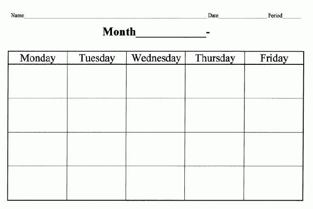 Blank Calendar 2013 - 2014 | 2016 Blank Calendar  Free Monday Through Friday Calendar Templates
