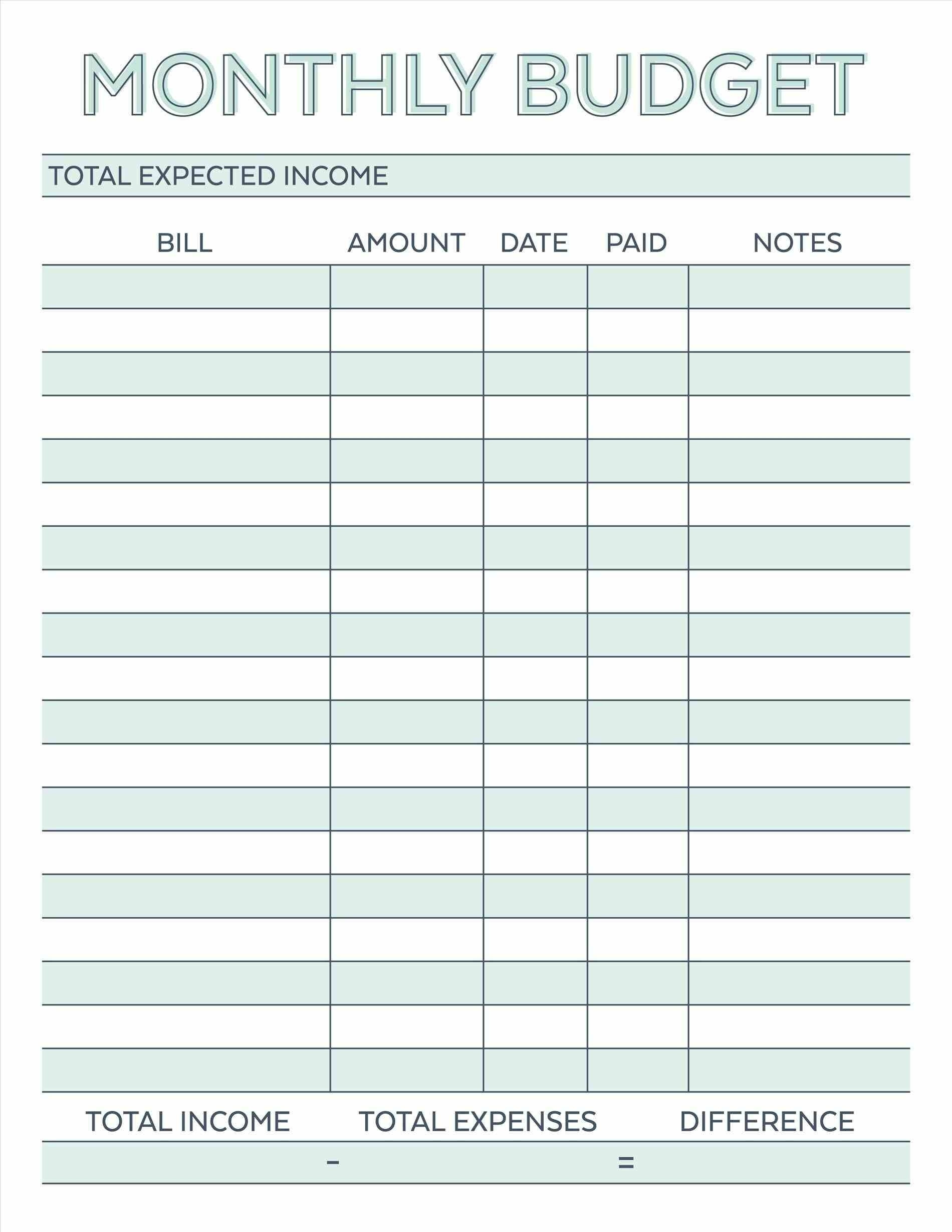 Blank Monthly Bill Payment Worksheet - Calendar  Bill Payment Worksheet