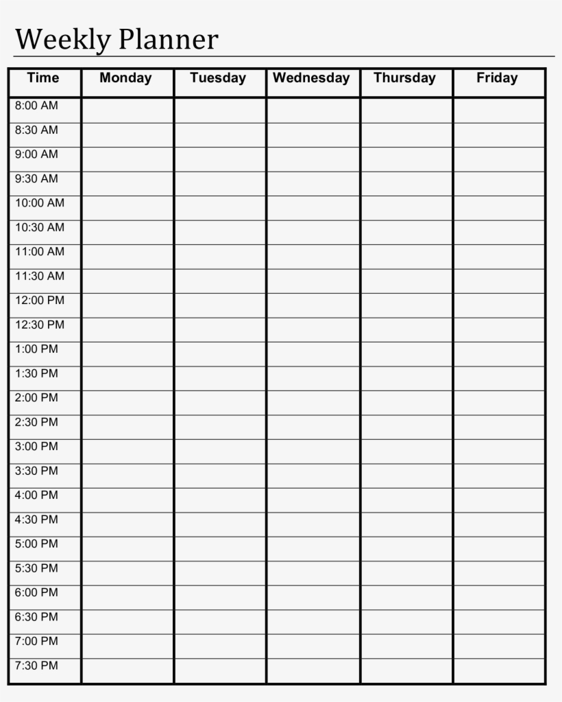 Blank Weekly Schedule Printable Week Planner Sheet  Blank Daily Schedule