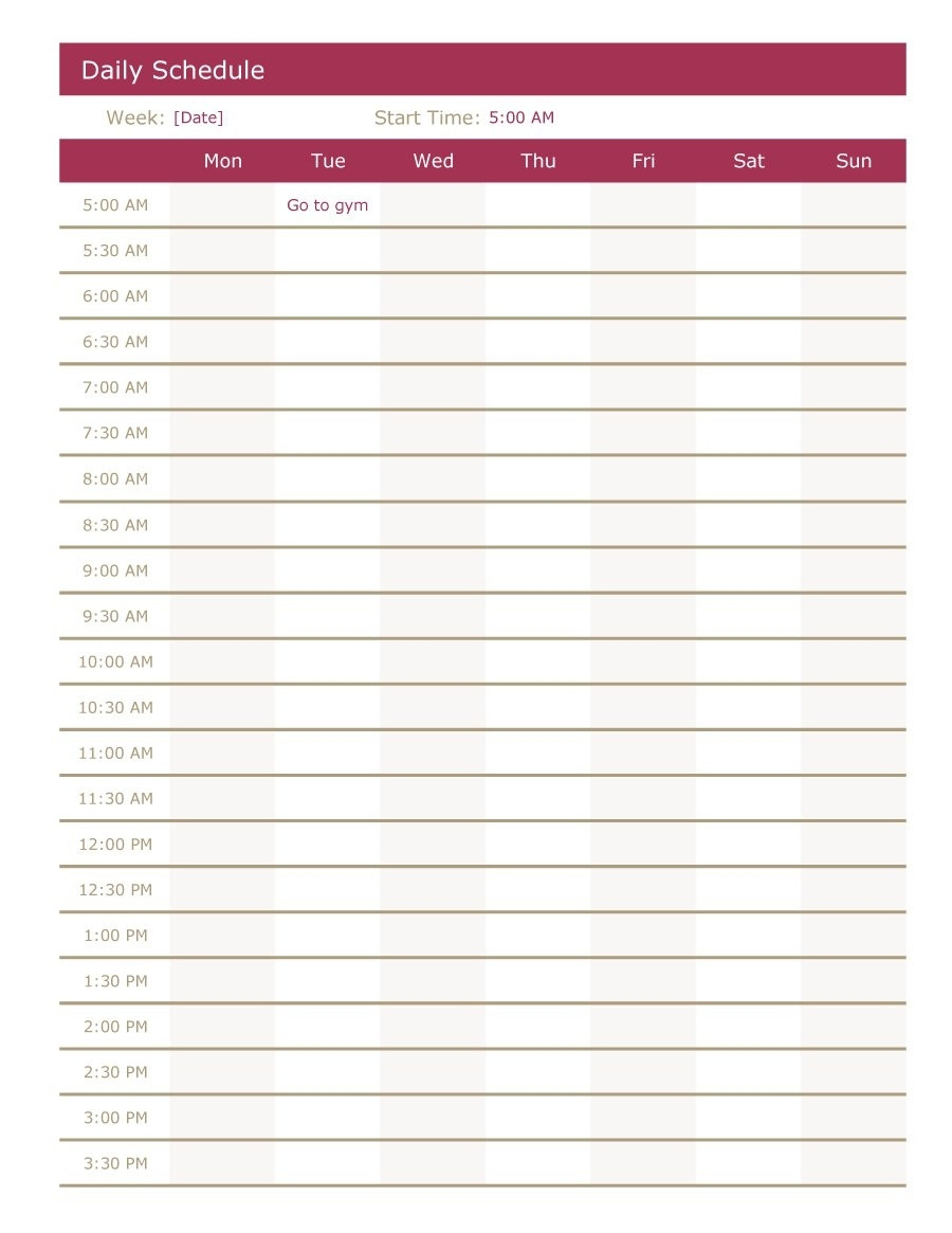 Daily Calendars Free Printable Editable - Calendar  Editable Daily Planner Template