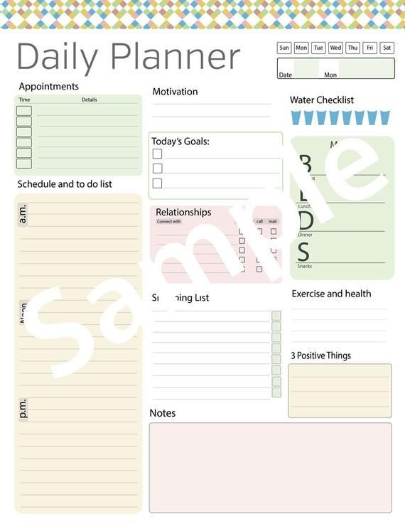 Day Planner Printable, Daily Planner Editable, Daily  Editable Daily Planner Template