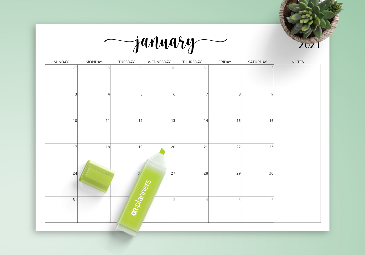 Download Printable Monthly Calendar With Notes Pdf  Monthly Calendar Template
