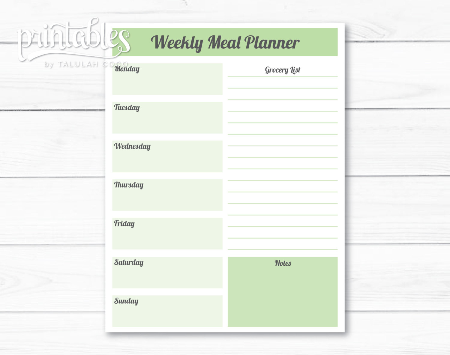 Editable Meal Planner Template Weekly Meal Planner With  Seven Day Editable Planner